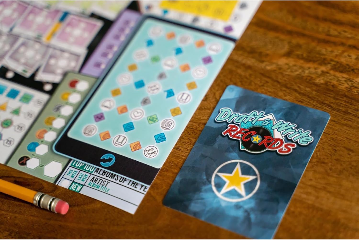 Inside Up Games Draft &amp; Write Records – Musikbrettspiel, Karten-Drafting, Strategiespiel