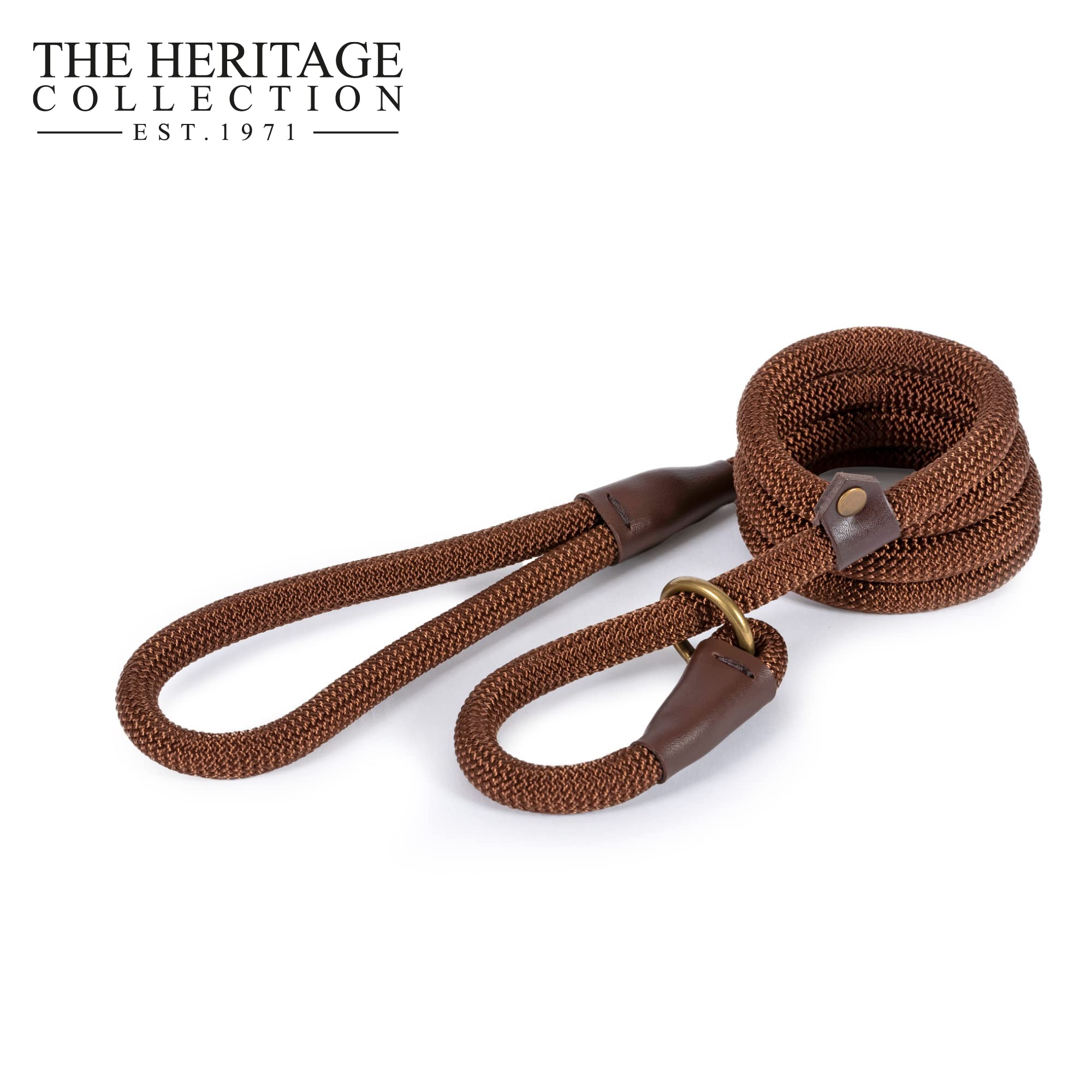 Ancol Deluxe Nylon Rope Slip Lead - 1.5m Length | 12mm Diameter | Chocolate 3