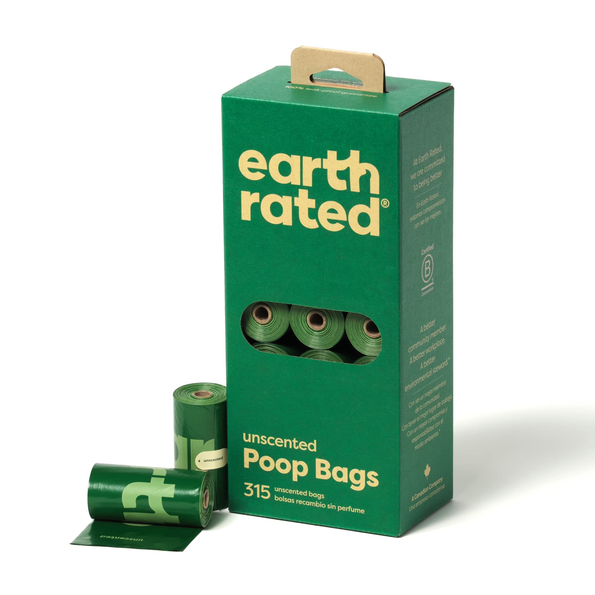 Earth Rated Unscented Dog Poo Bags - 315 Count Refill Rolls | Extra Thick & Leak Proof