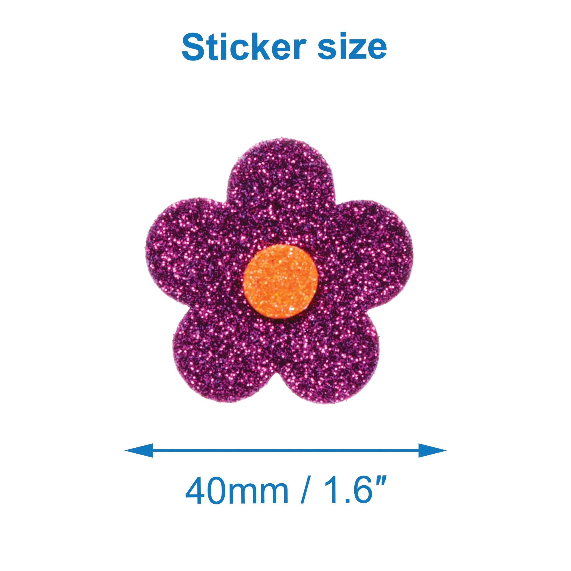 Baker Ross Flower Glitter Stickers - Pack of 120, Assorted Designs, 40mm | Easter Crafts 4