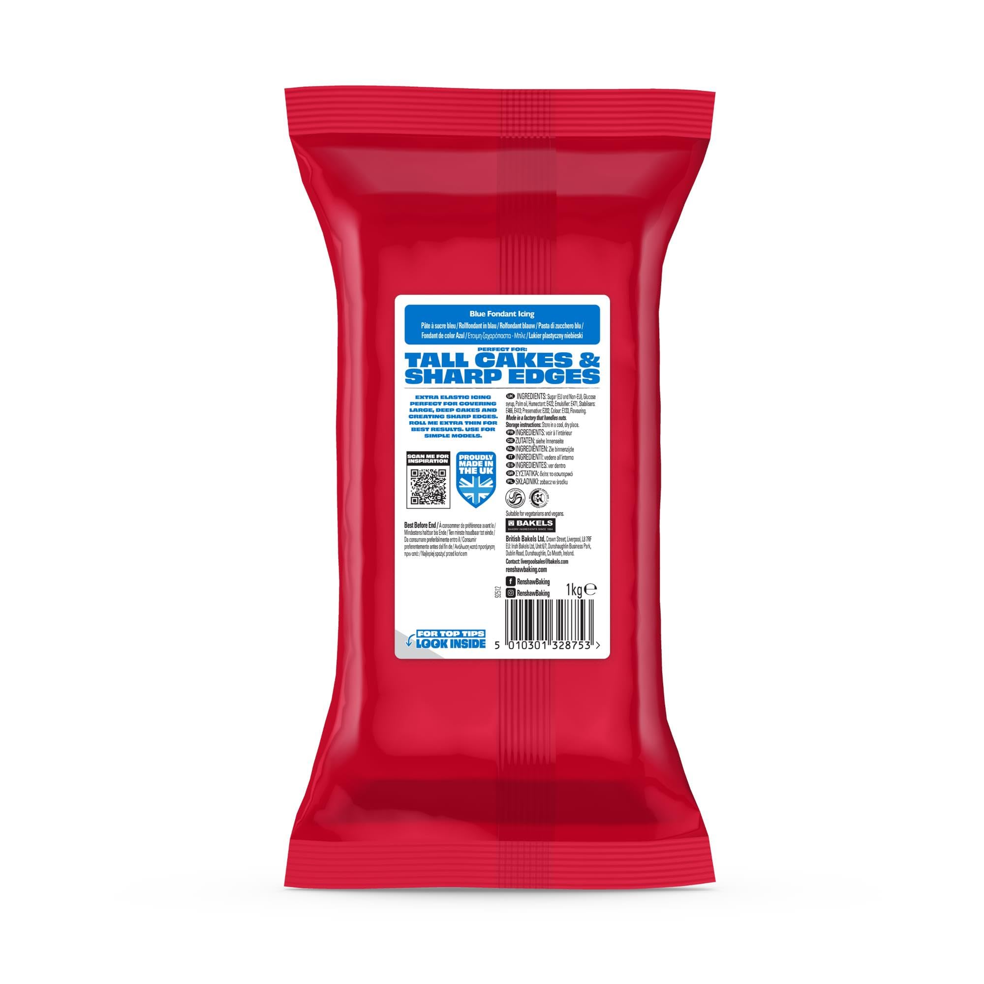 Renshaw Blue Extra Stretch Fondant Icing - 1 kg Ready to Roll for Tall & Sharp Cakes 3