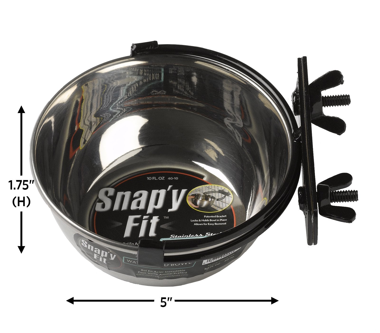MidWest Homes for Pets Snap'y Fit Stainless Steel Crate Bowl | 295 ml Capacity | Spill Proof 4