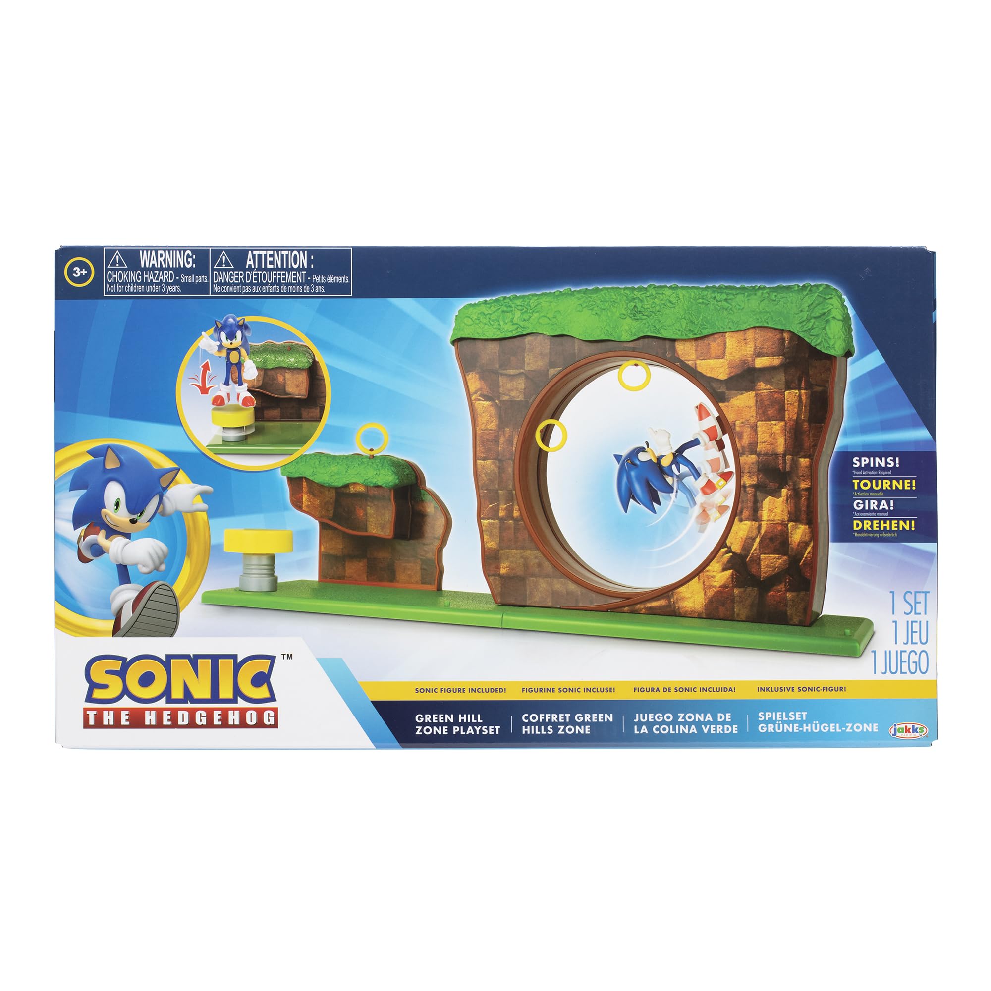 Sonic The Hedgehog Green Hill Zone Playset with 2.5” Sonic Action Figure | Working Spring Platform 8