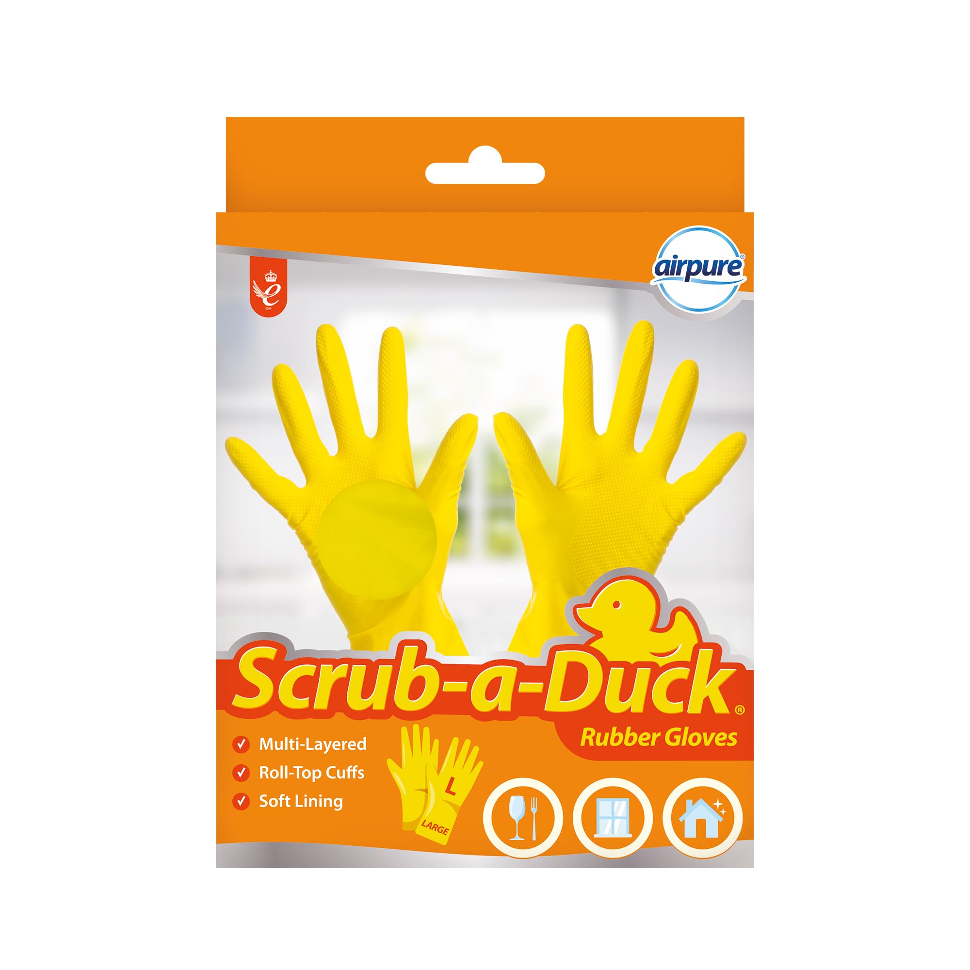 airpure Rubber Cleaning Gloves - Size L Yellow | Water Resistant | Multi Layered