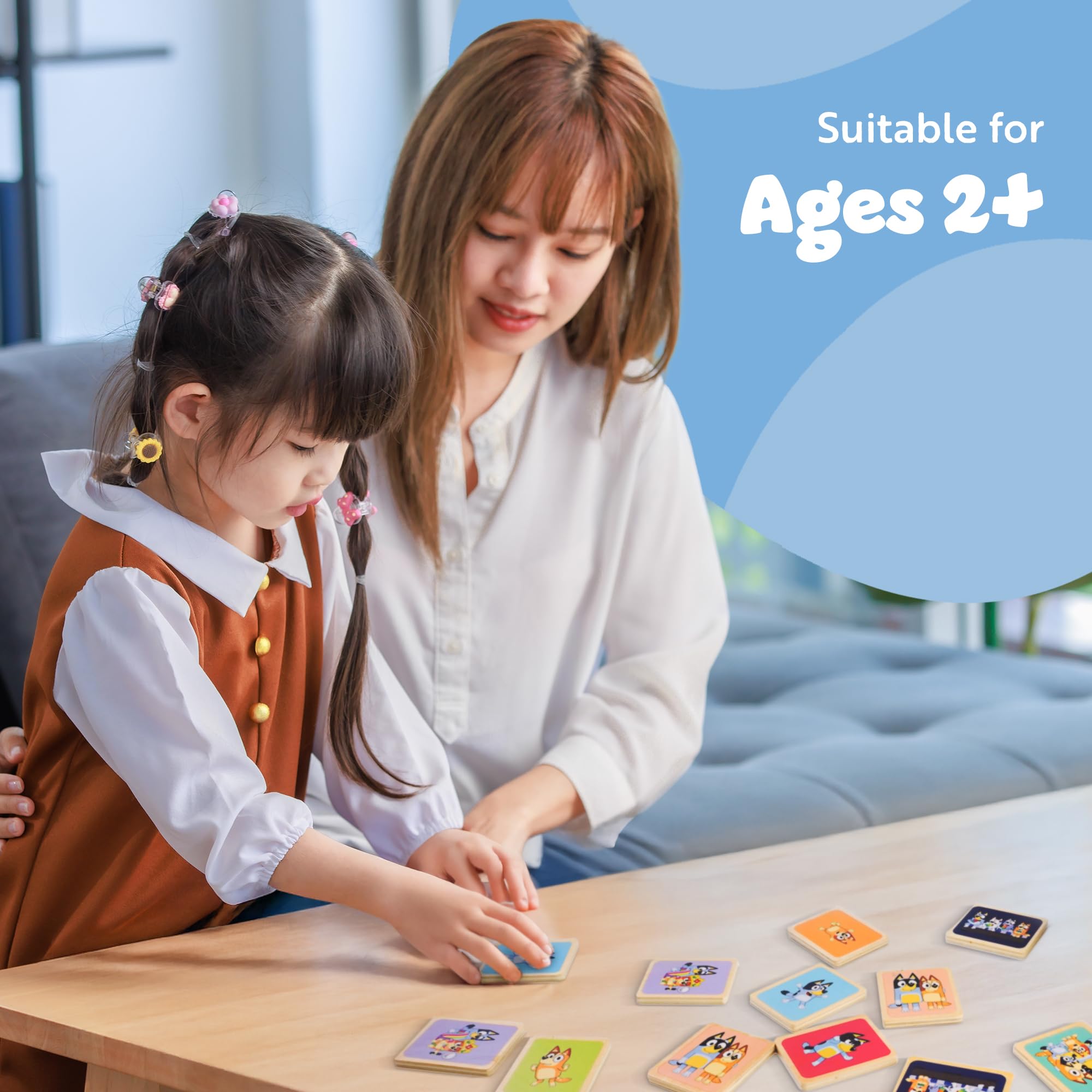 Bluey Wooden Memory Game for Kids Ages 2+ - Matching & Pairing Card Game | Durable Wood 6