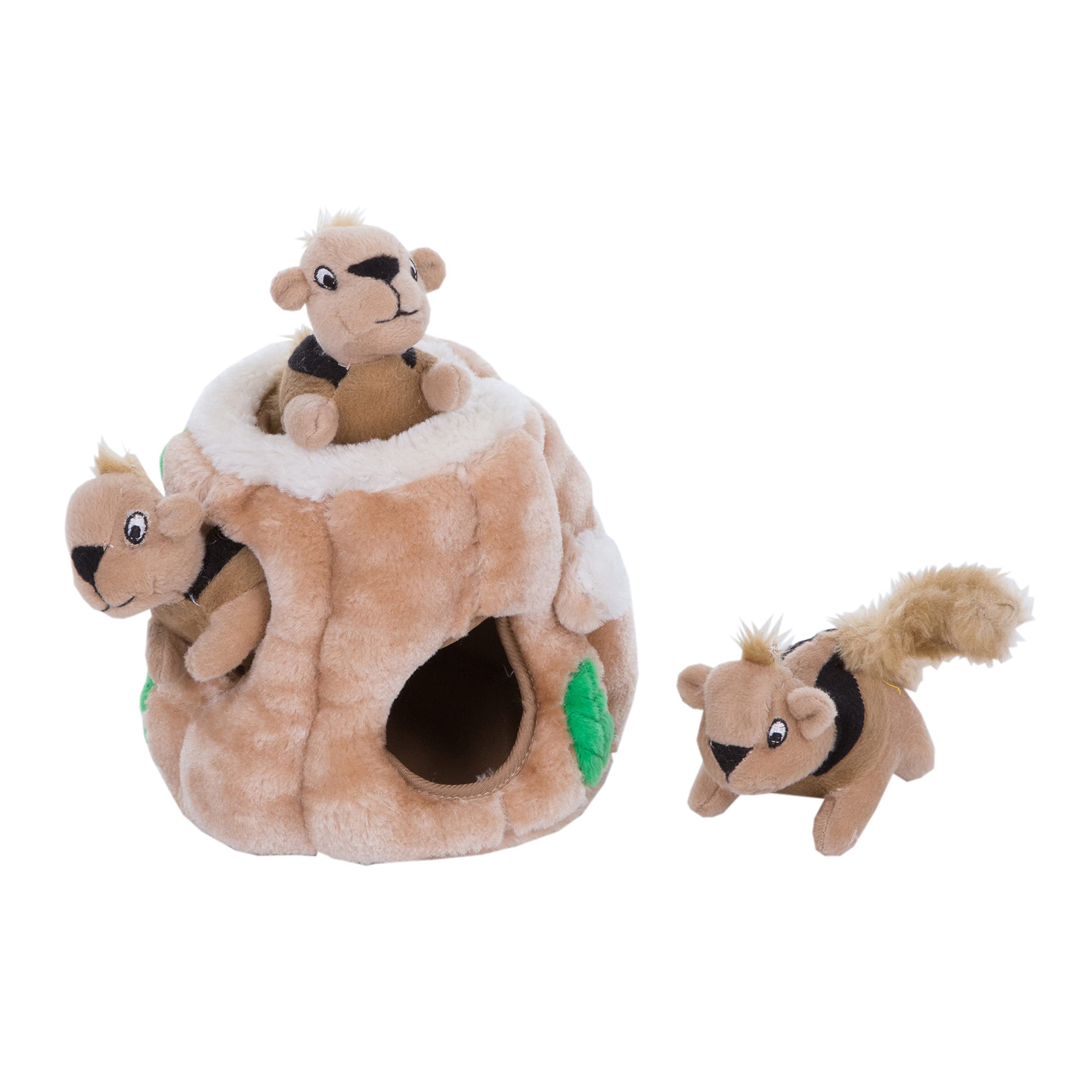 Outward Hound Hide A Squirrel Plush Dog Toy Puzzle - Small Size, Brown, Hide-and-Seek