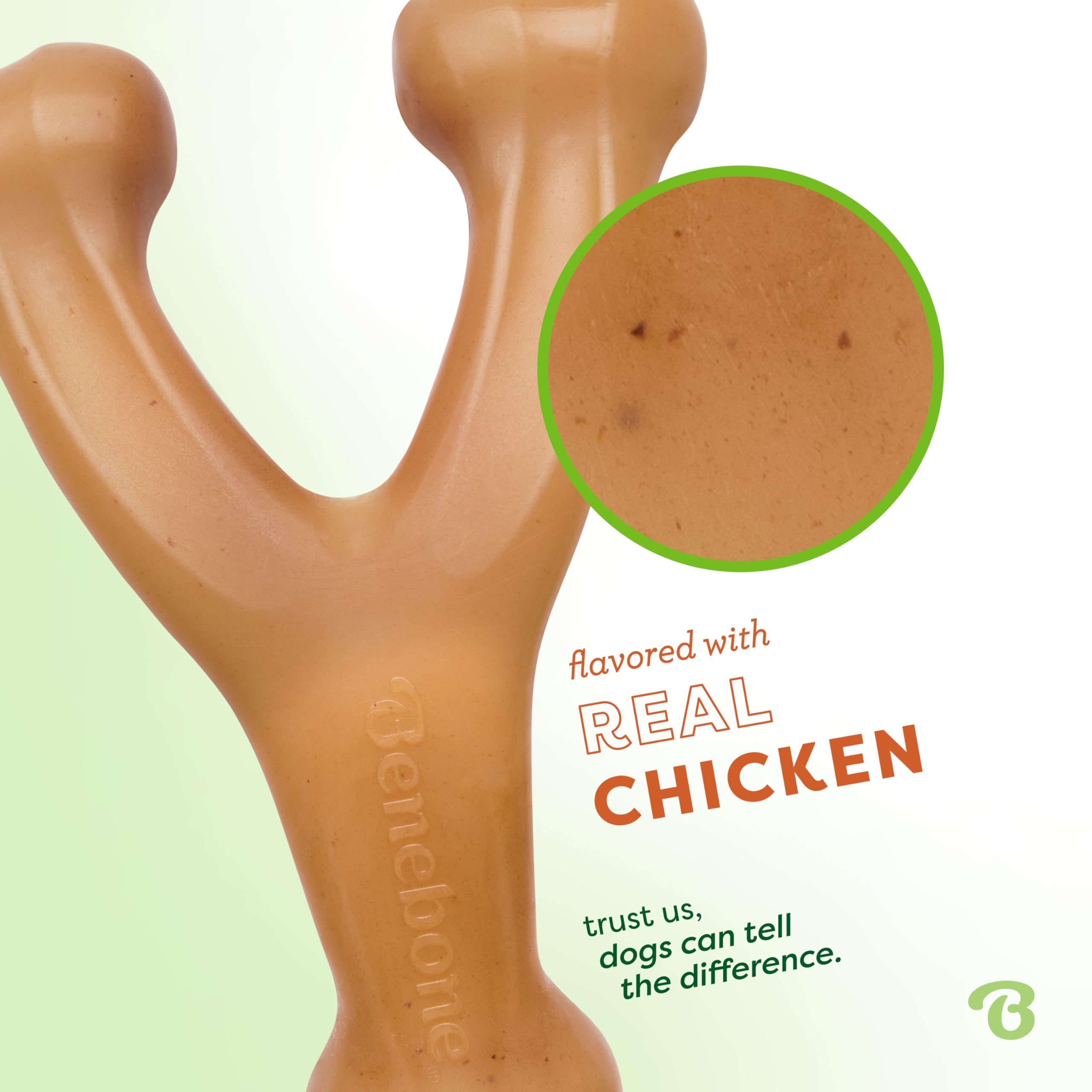 Benebone Indestructible Wishbone Dog Chew Toy - Real Chicken Flavor | Small Dogs | Heavy Duty Nylon