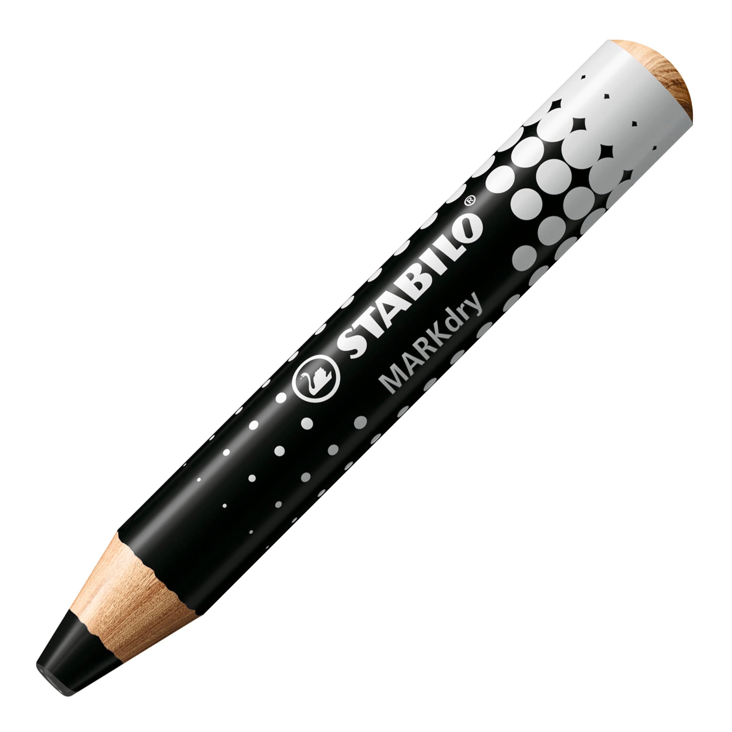 STABILO MARKdry Whiteboard & Flipchart Markers - Pack of 5 Black | 10mm XXL Lead | PEFC-Certified Wood 2