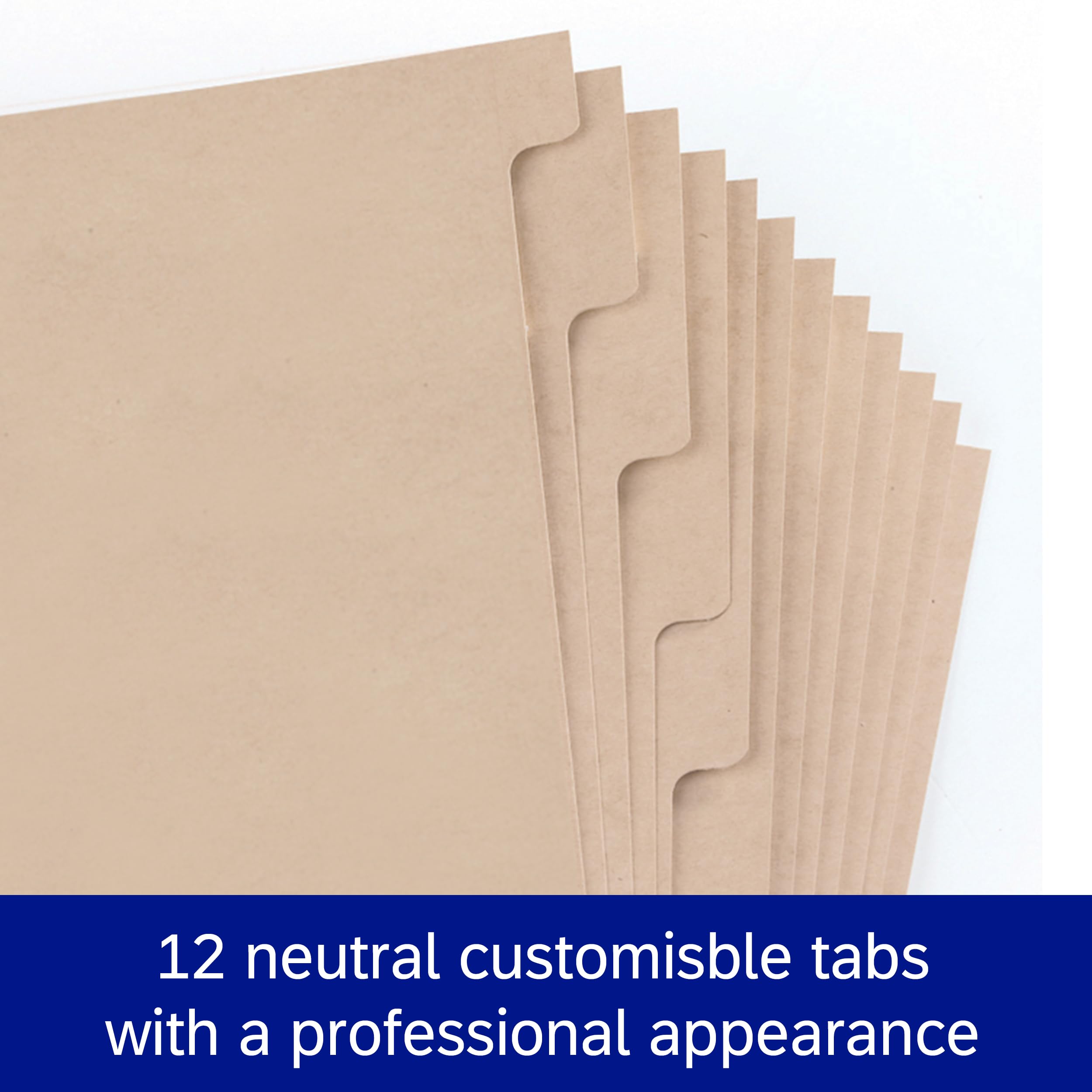 Oxford Touareg A4 Binder Dividers - 12 Tabs, Recycled Cardboard, Beige Kraft | Blue Angel Certified 4