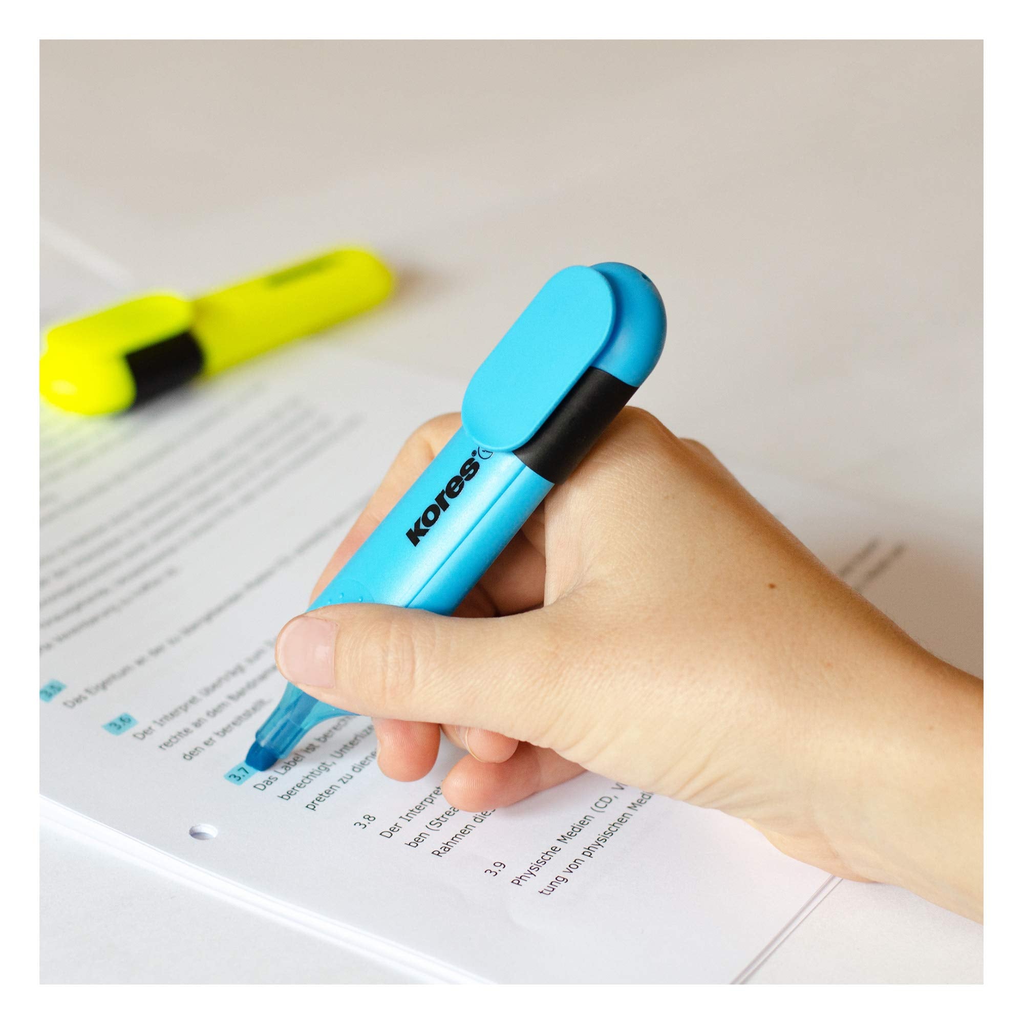 Kores Bright Liner Chisel Tip Highlighter Pens - Water-Based Ink, Quick-Dry, Pack of 4 4