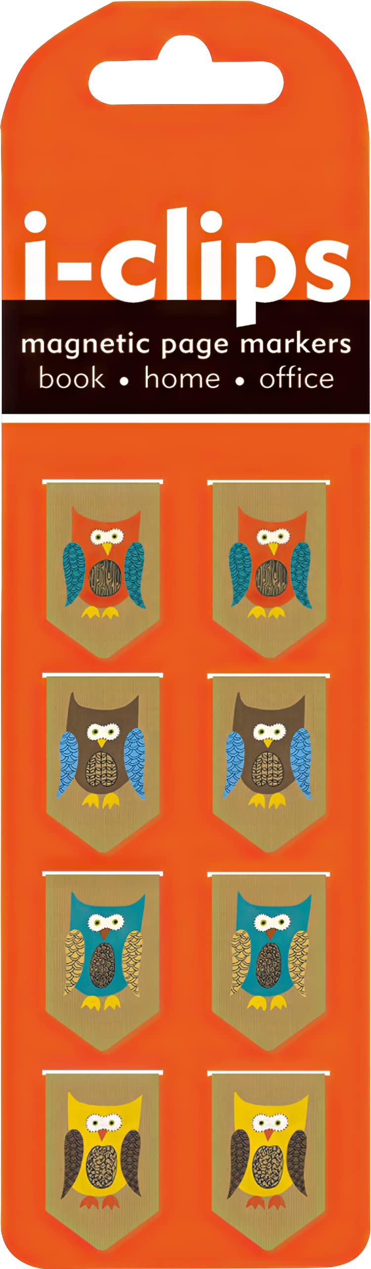 Peter Pauper Press Owls i-clip Magnetic Page Markers - Set of 8 | Folding Magnet Bookmark | 3/4 in x 1 in