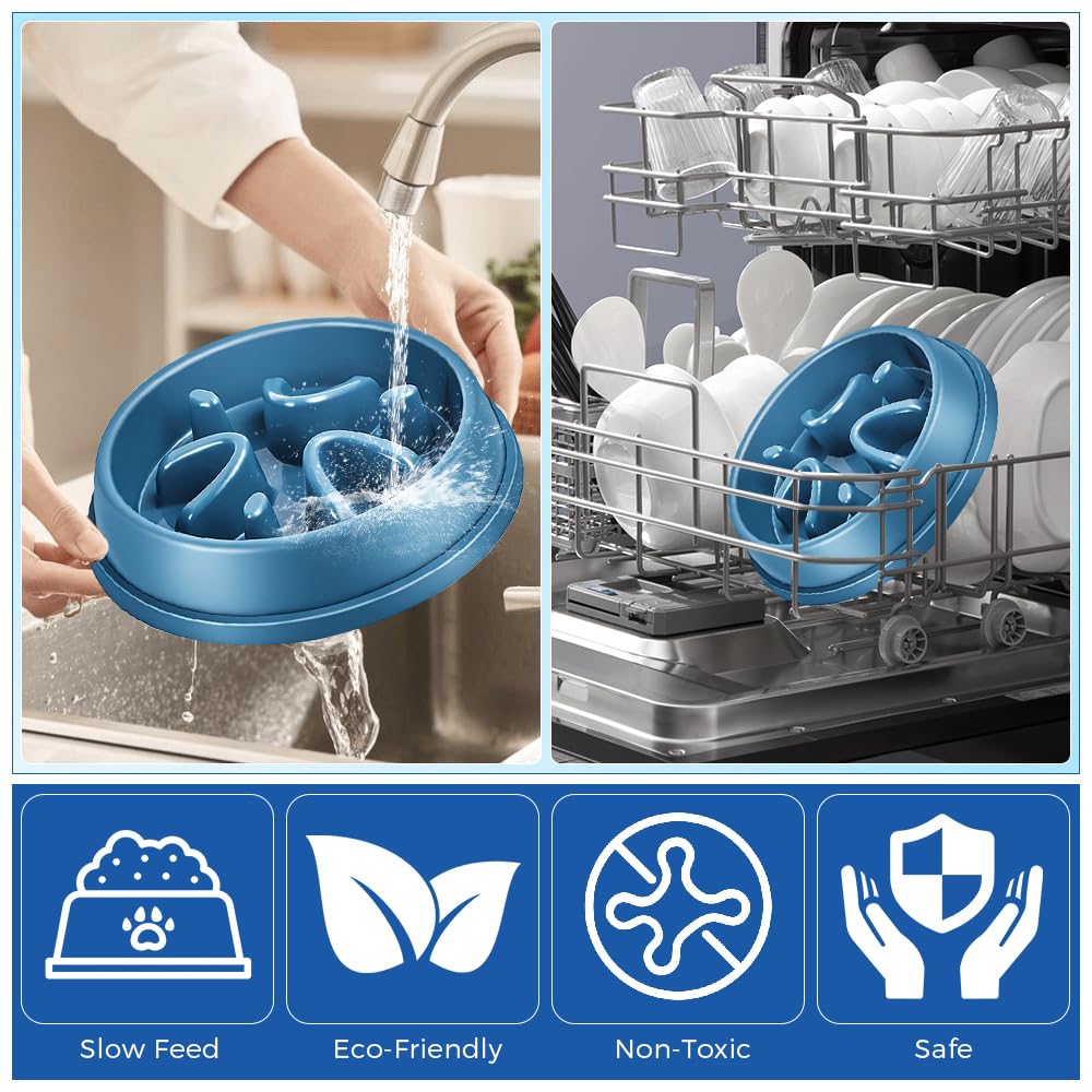 Woobroo Slow Feeder Dog Bowl - Anti-Choking Puzzle Feeder for Small, Medium, Large Breeds | Blue 5
