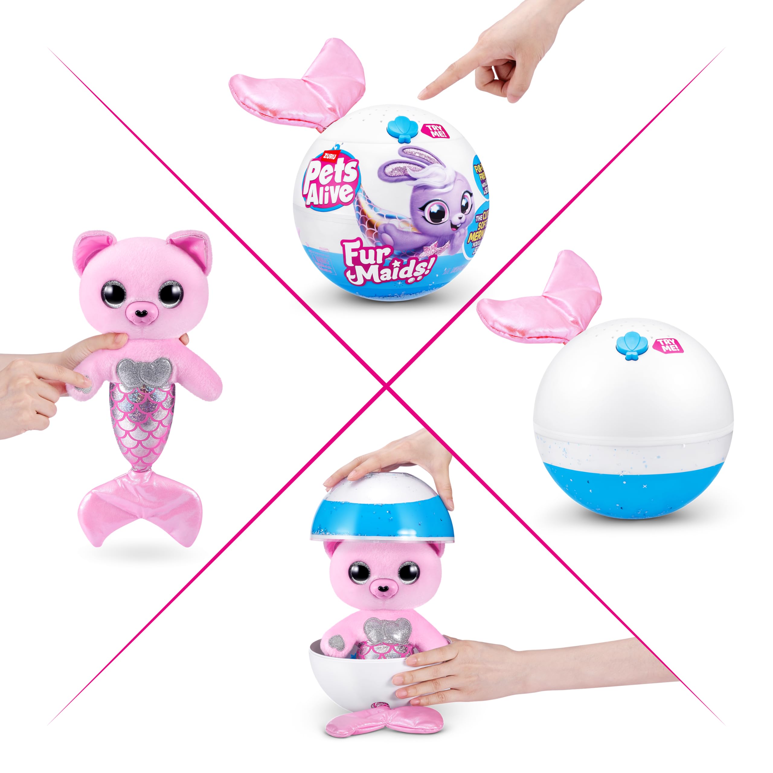 Pets Alive Furmaids by ZURU - Interactive Mermaid Plush with Lights, Sounds & Surprises (Pink Kitten) 3
