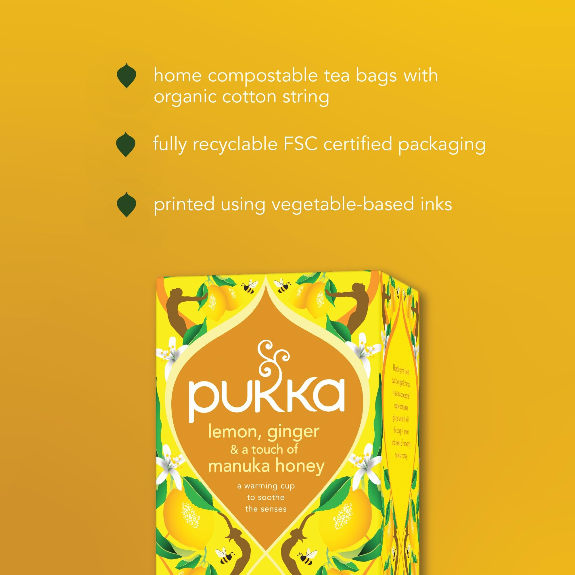 Pukka Herbs Organic Lemon, Ginger and Manuka Honey Herbal Tea - 40 Count Teabags | Immune Boosting 7