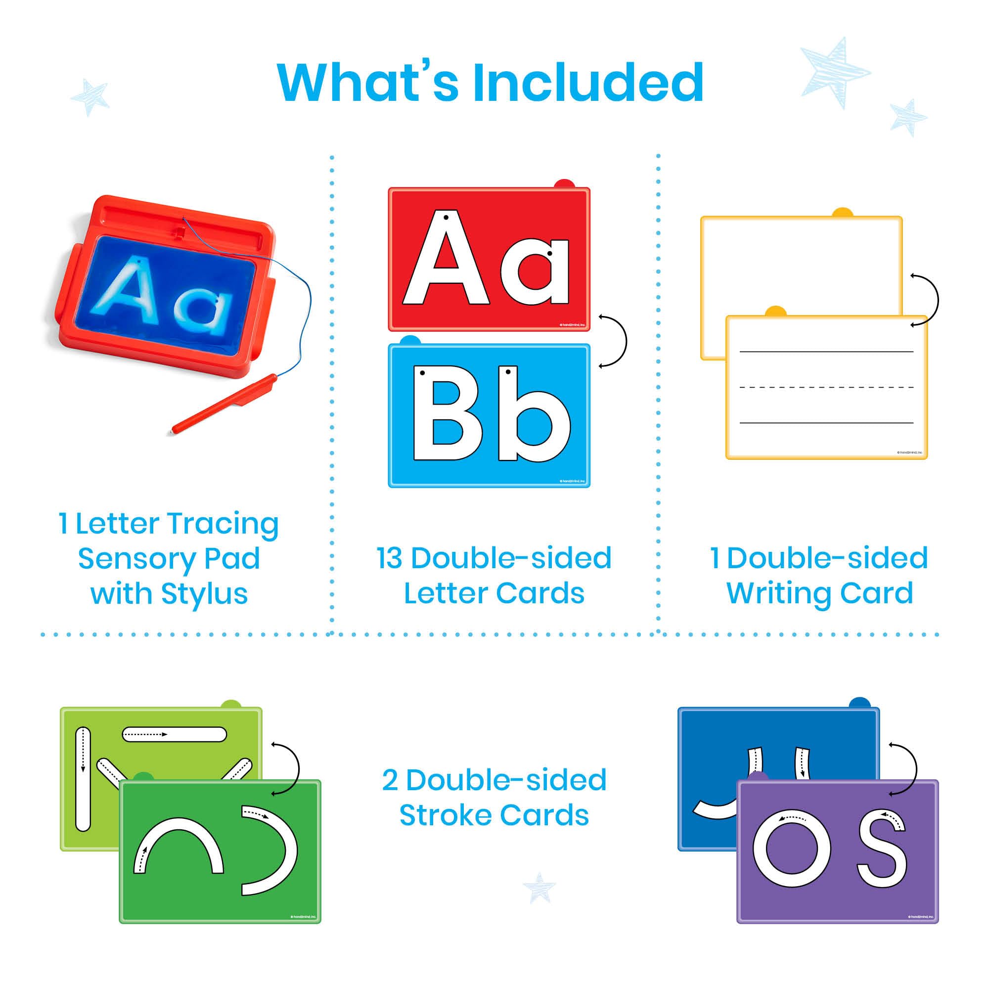 hand2mind Letter Tracing Sensory Pad - Mess-Free Gel Writing for Kids 3-5 | Includes 16 Double-Sided Cards 2