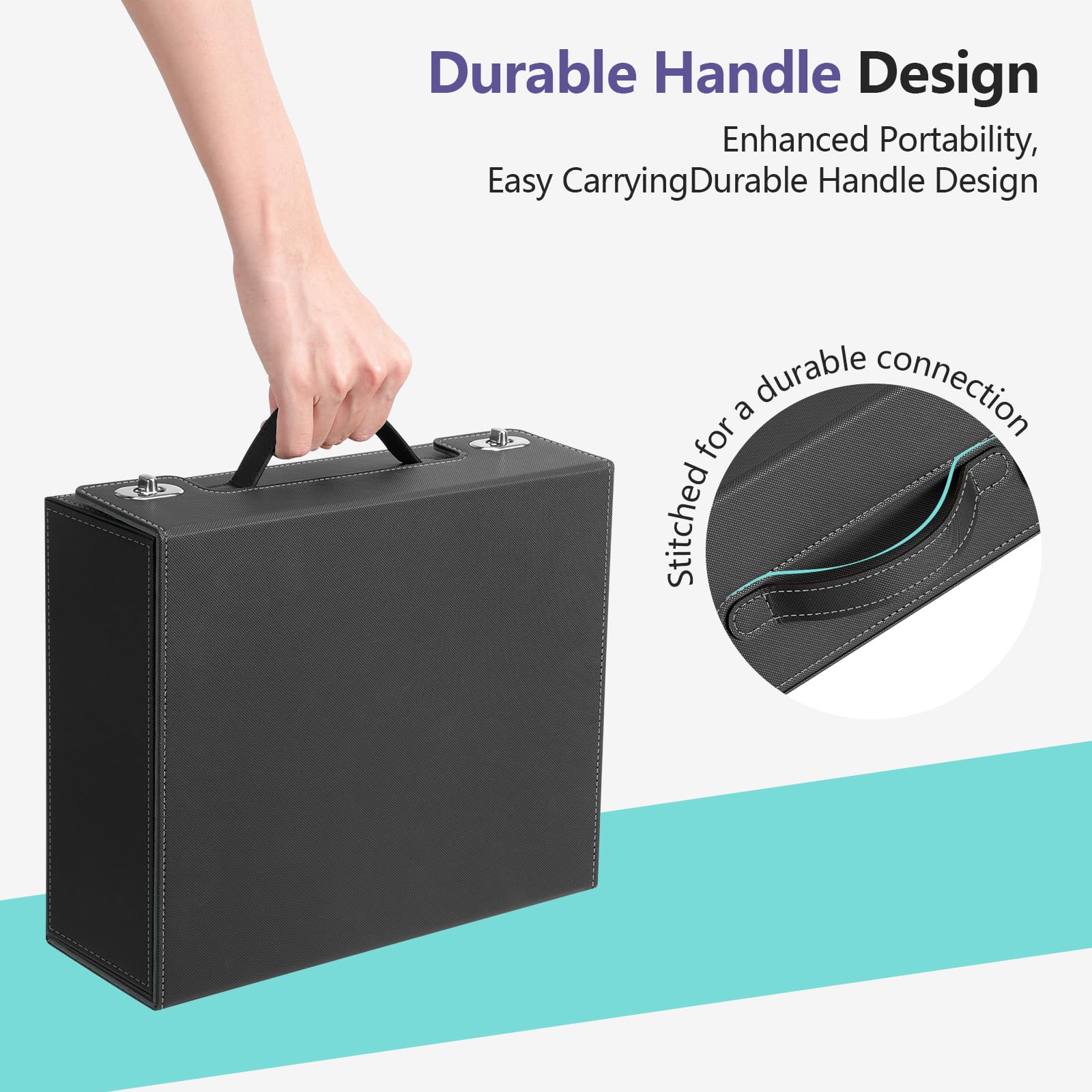 Euqvunn Deck Box with Handle & Twist Lock | Holds up to 2100 Single-Sleeved Cards | PU Leather