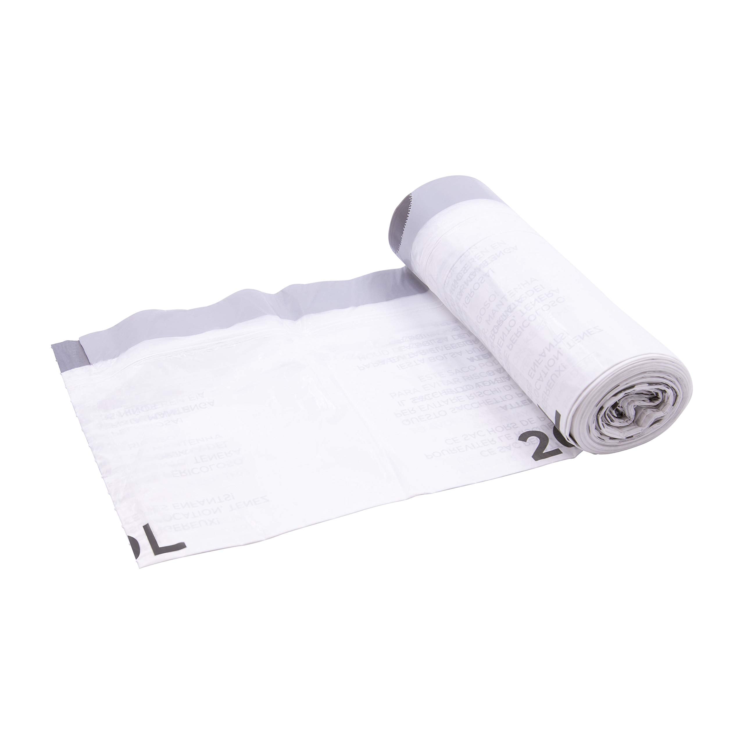 BLACK+DECKER 20L Drawstring Bin Liners - 20 Pack, White | Strong & Durable Plastic Bags 3