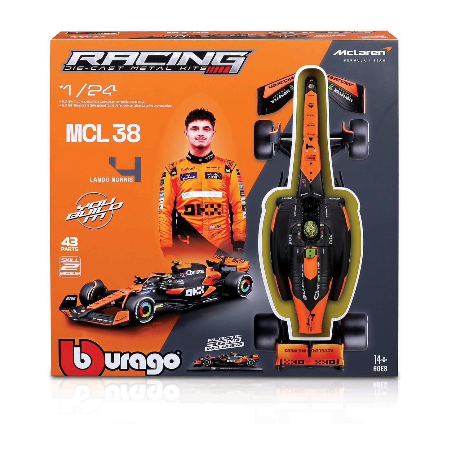 Bburago Build-It-Yourself Die-Cast Formula 1 Model Kit - McLaren MCL38 (2024) | 1:24 Scale | 42 Pieces 4