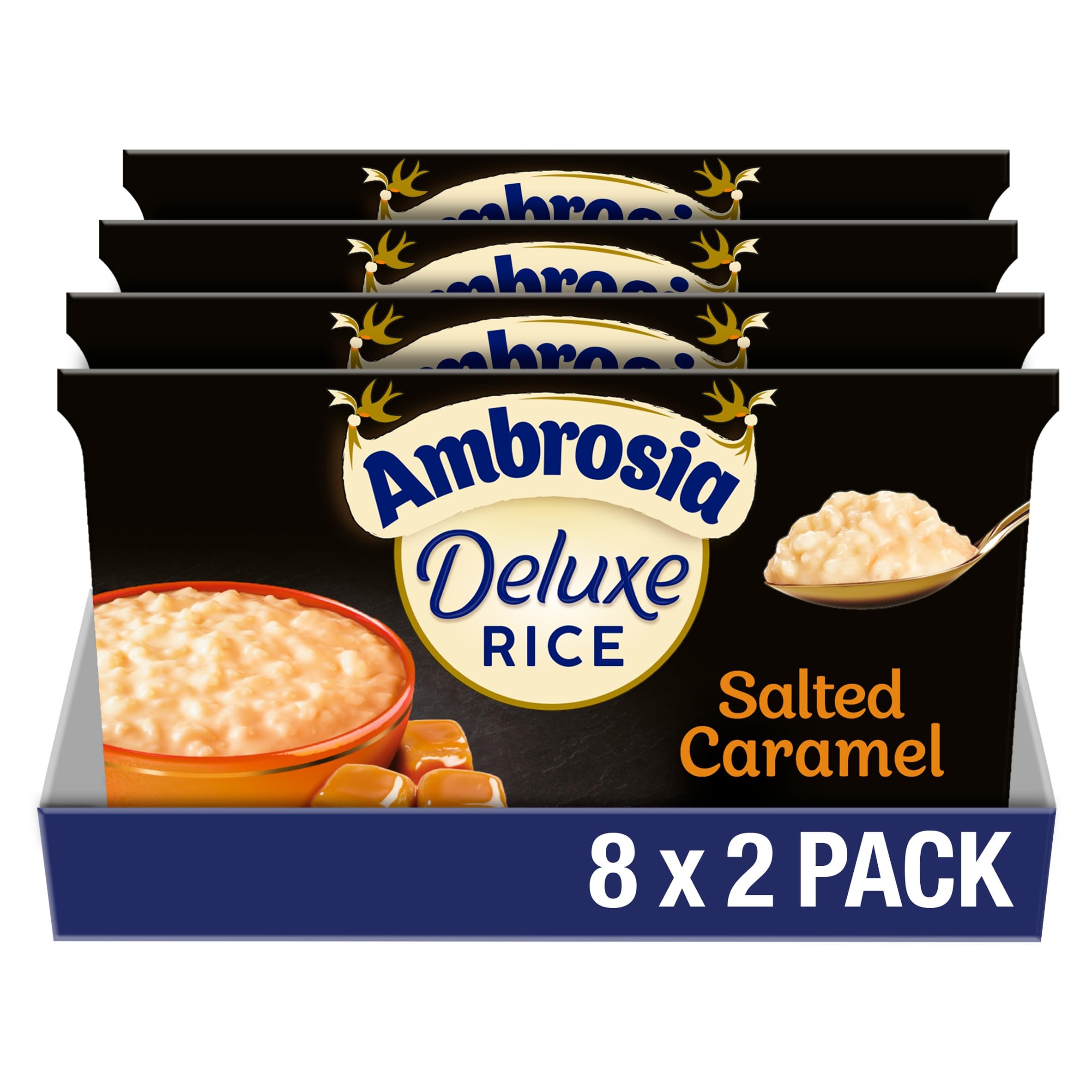 Ambrosia Deluxe Rice Pudding - Salted Caramel Flavour | Pack of 16 Pots (110g Each)