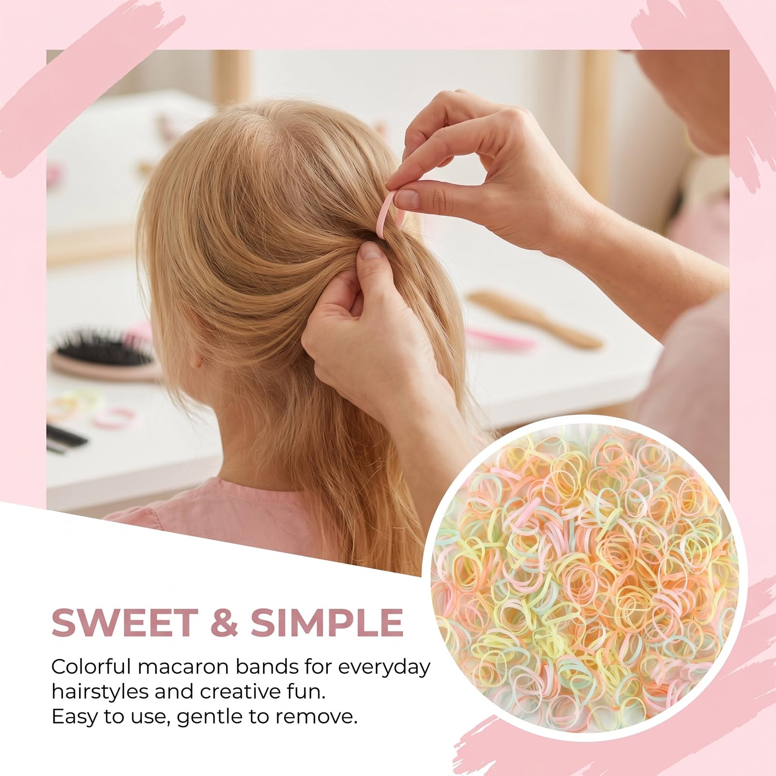 Muexoee Mini Elastic Hair Ties - 500 Pack Ice Cream Colours for All Hair Types 5