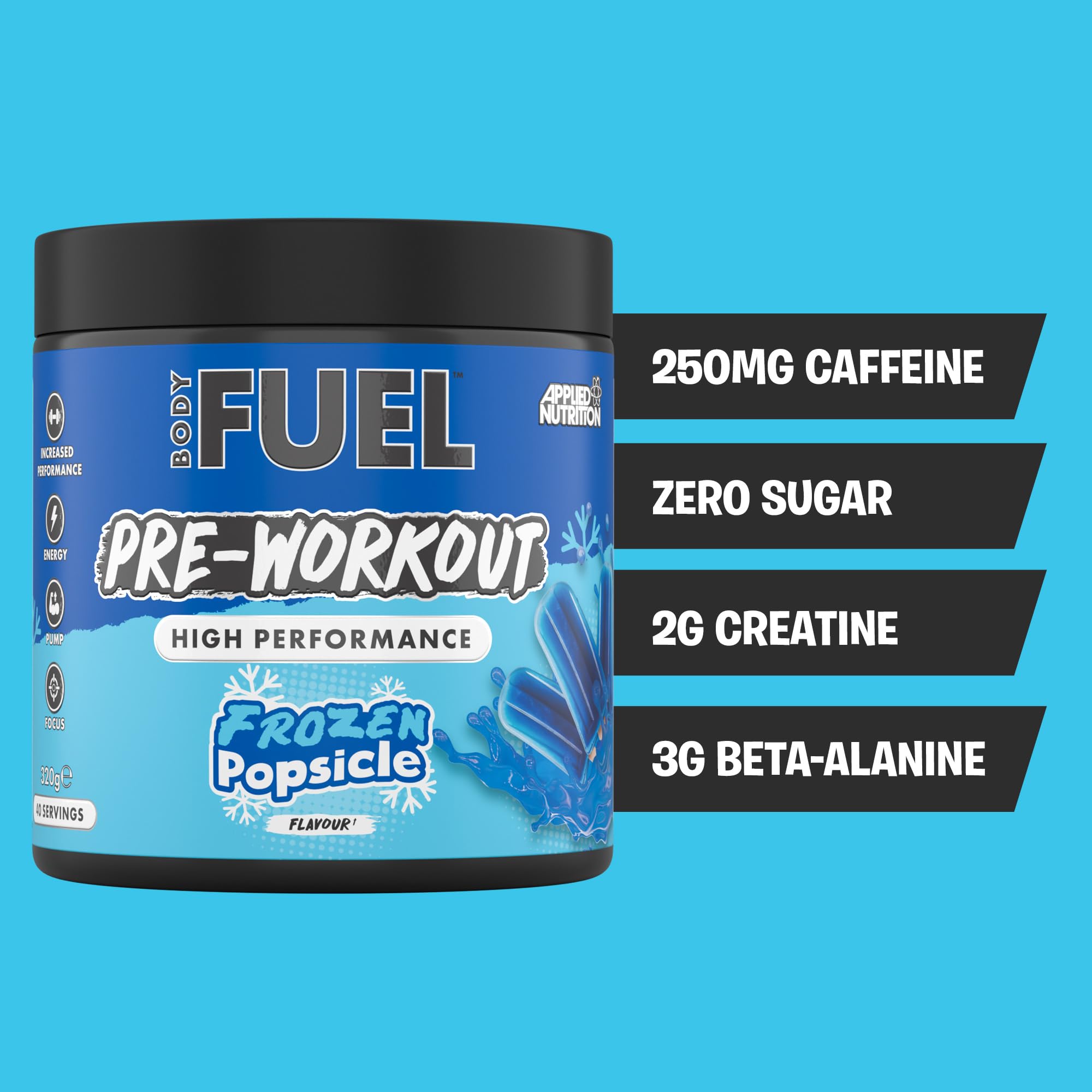 Applied Nutrition BodyFuel Pre-Workout Powder - 40 Servings | Energy, Strength & Endurance Boost | Sugar-Free 3