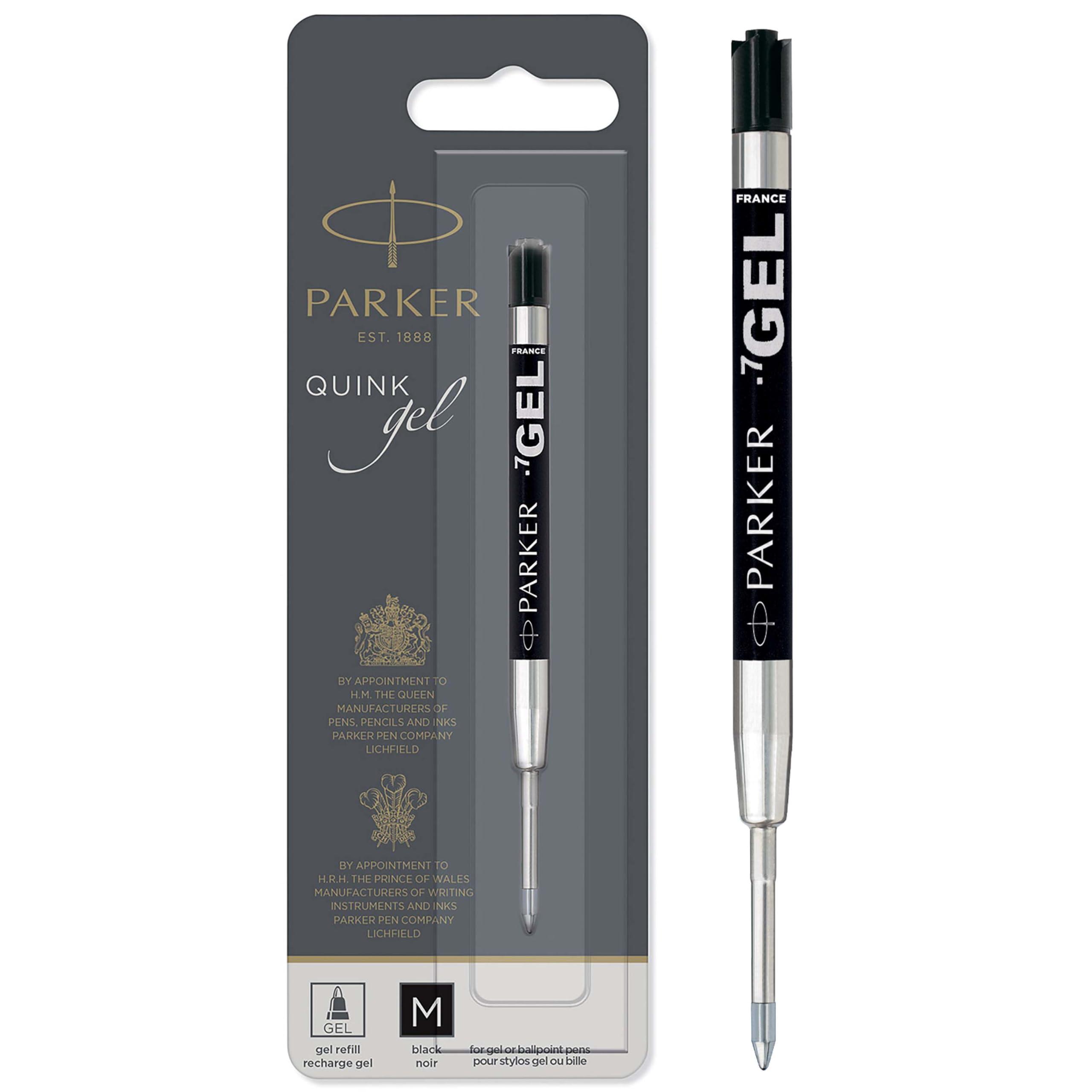 PARKER Gel Pen Refill - Medium Tip (0.7mm) Black QUINK Ink | 1 Count 1