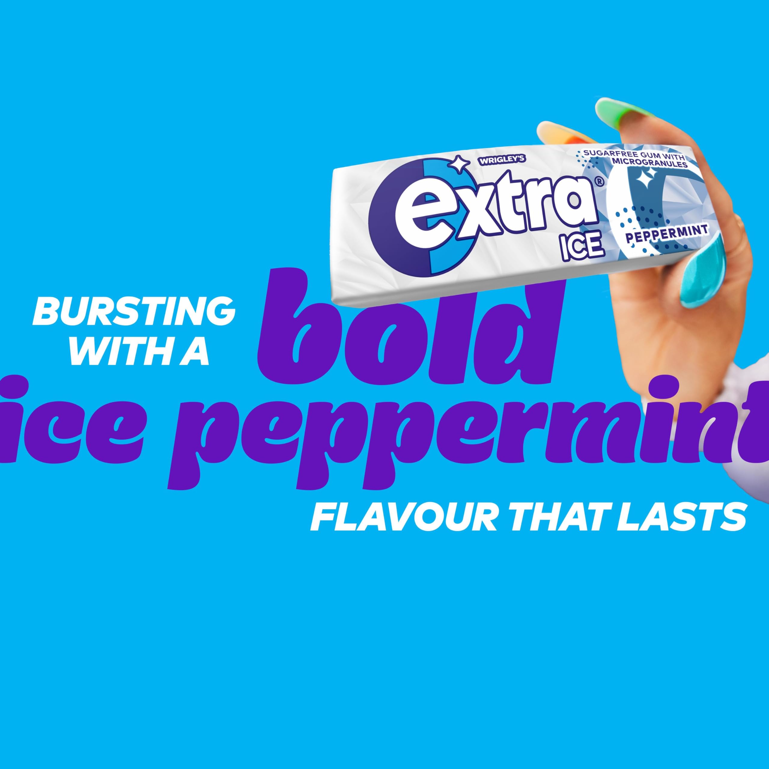Extra Ice Peppermint Chewing Gum - Sugar Free with Microgranules | 30 Packs of 10 (300 Pieces) 3