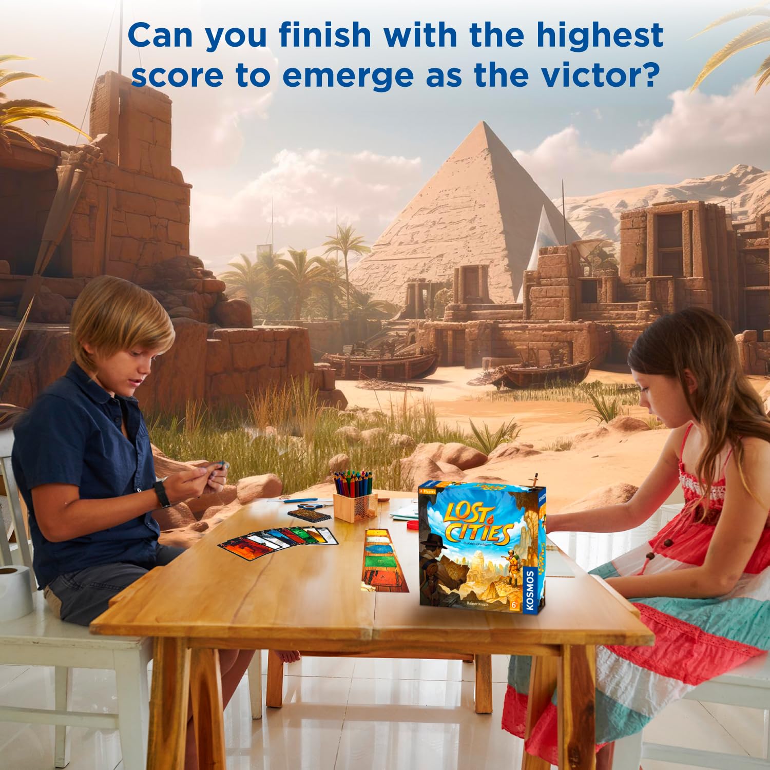 Thames & Kosmos Lost Cities: The Original Card Game with 6th Expedition | 2 Players | Ages 10+ 6