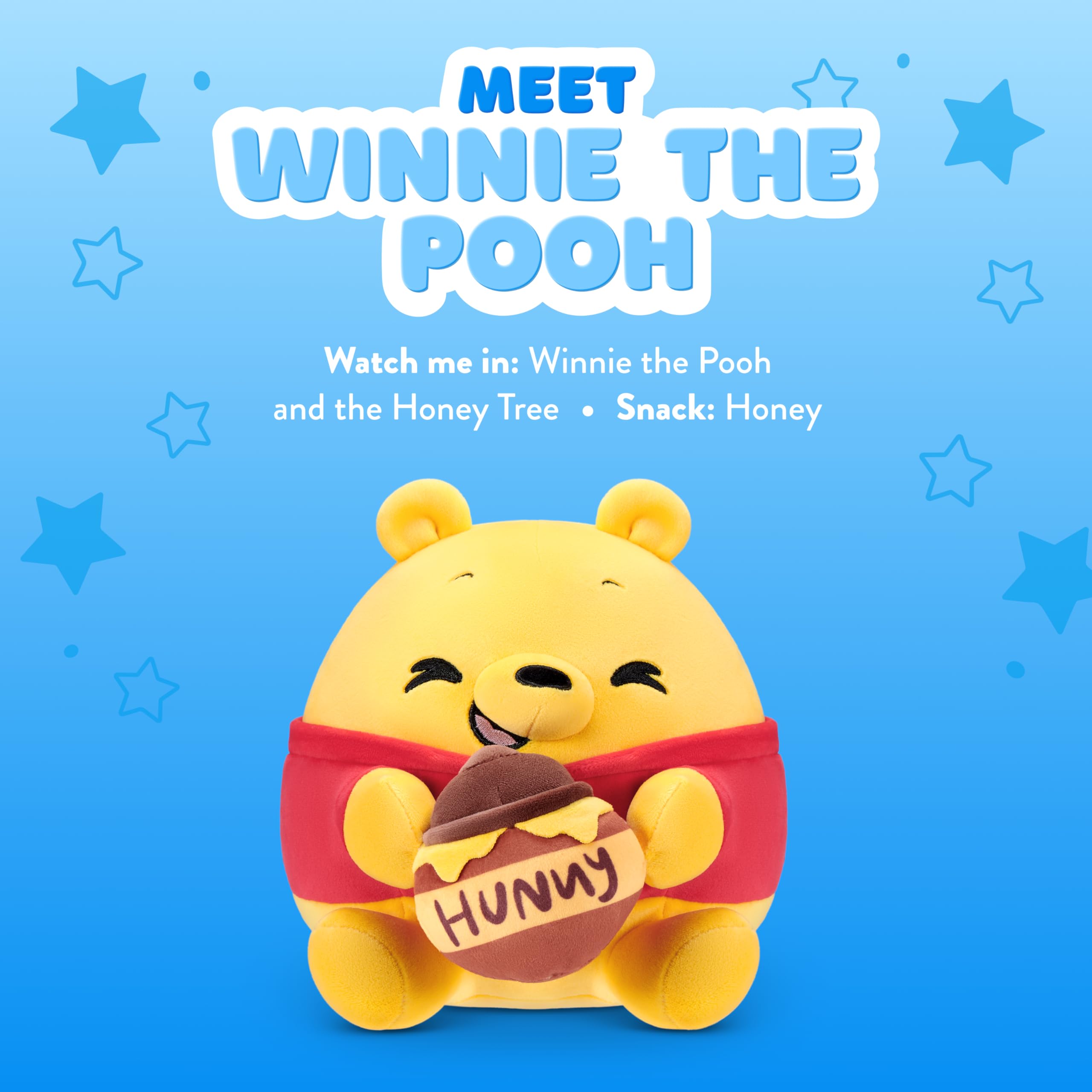Snackles Winnie the Pooh & Honey 8-Inch Soft Plush Toy by ZURU | Ultra-Soft Polyester