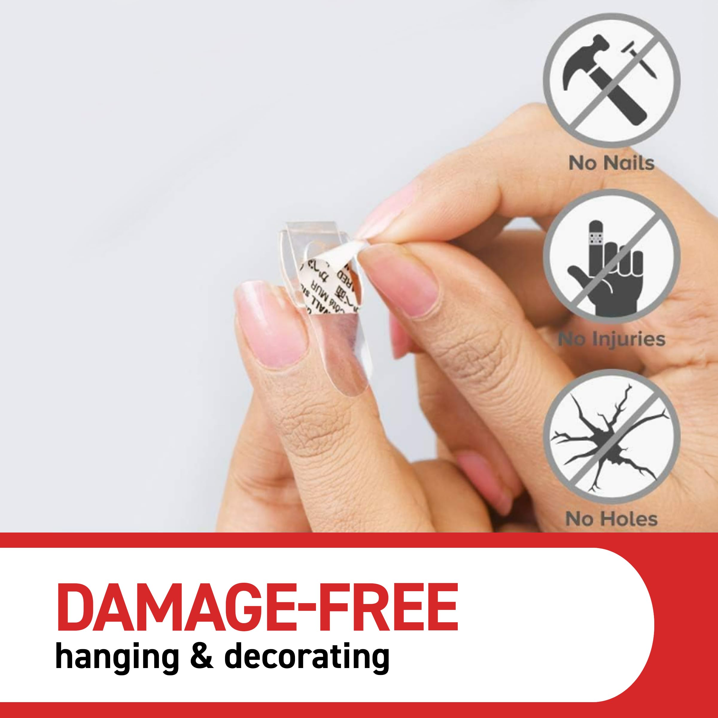 Command Clear Decorating Clips - Damage-Free Hanging for Decor & Cables | Value Pack of 60 Clips + 68 Strips 3