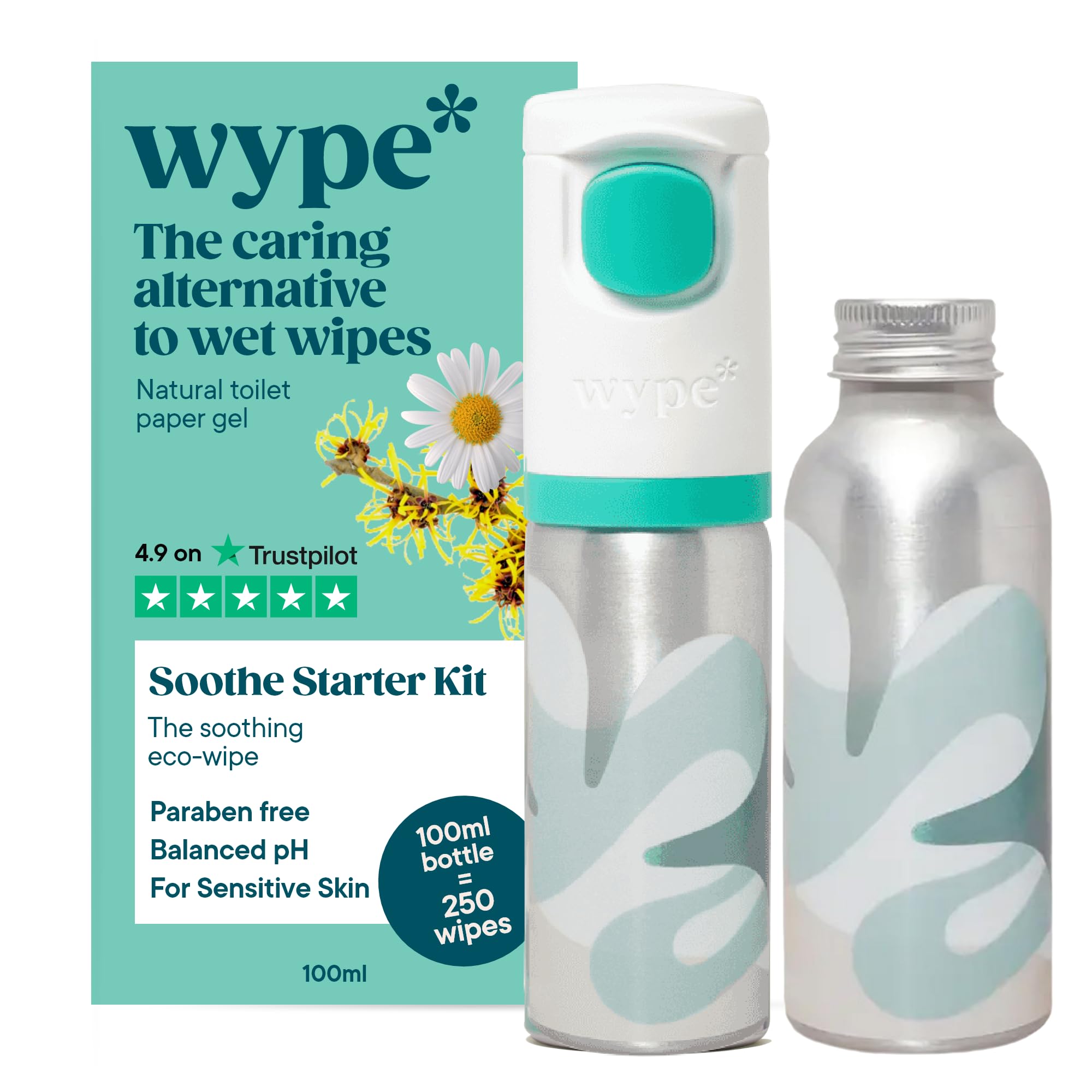 Wype Soothe Toilet Paper Gel - Sensitive Skin | 200ml Bundle | Biodegradable & Flushable 1