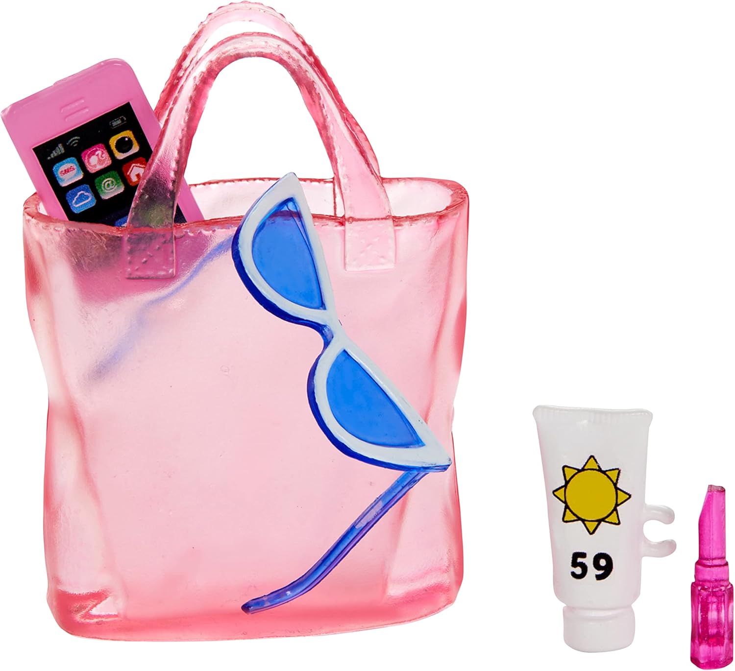 Barbie-Puppe – Rosa-weißer Badeanzug mit Strandzubehör, ab 3 Jahren