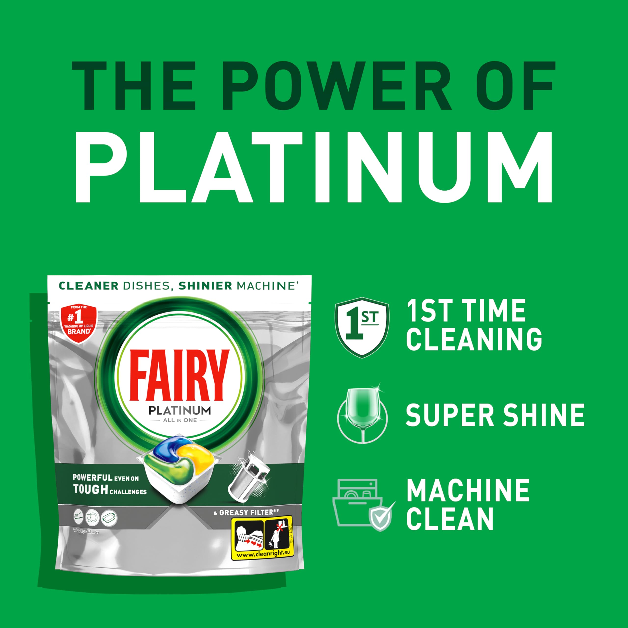 Fairy Platinum Lemon All-In-1 Dishwasher Detergent Tablets - 51 Count Bulk Pack | Grease Prevention