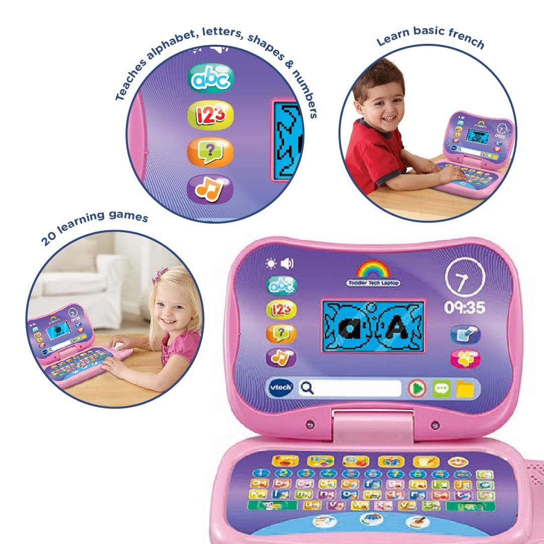 VTech Toddler Tech Laptop - Interactive Educational Computer Toy for Ages 2-5 | Pink