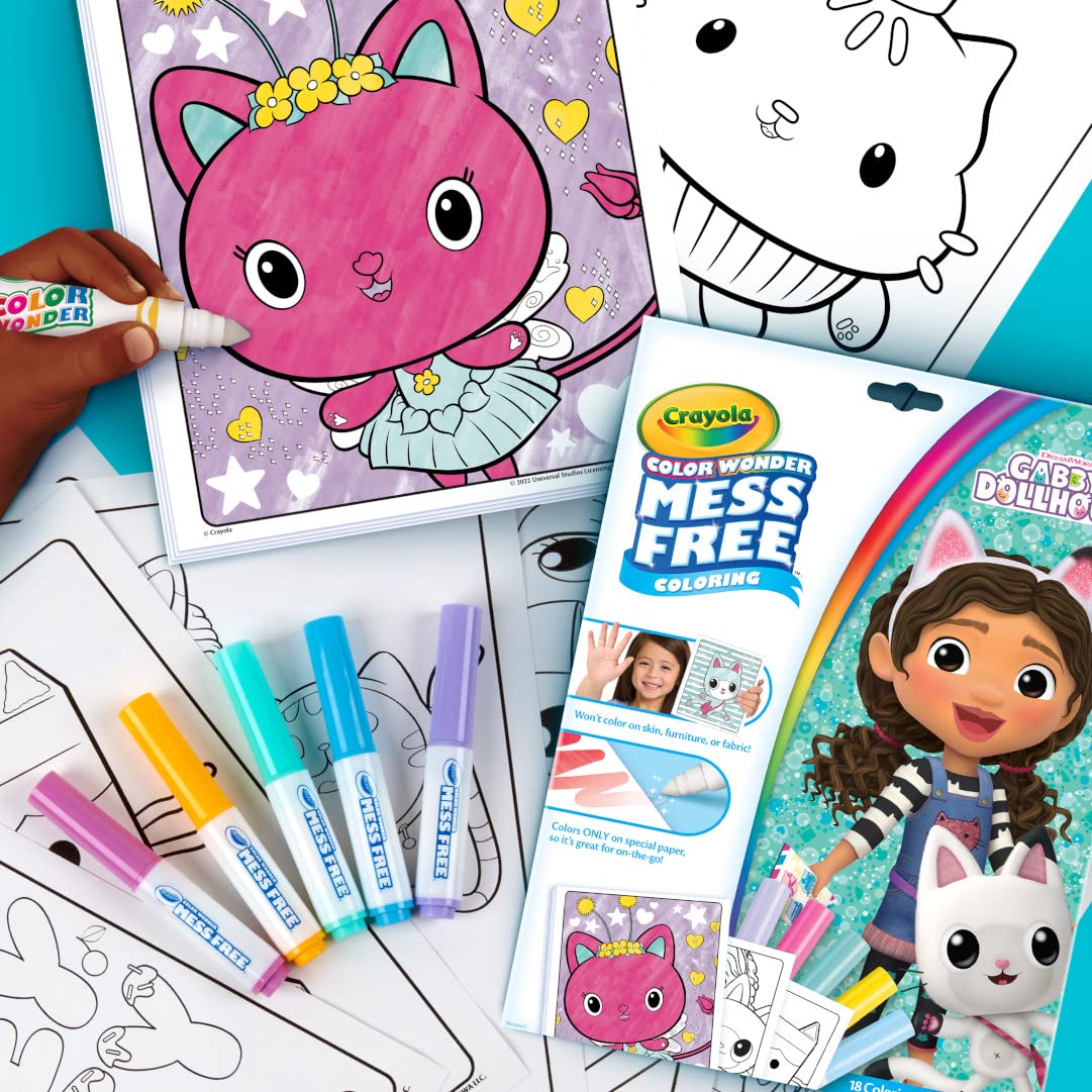 CRAYOLA Color Wonder - Gabby's Dollhouse Mess-Free Colouring Book | 18 Pages | 5 Markers 6