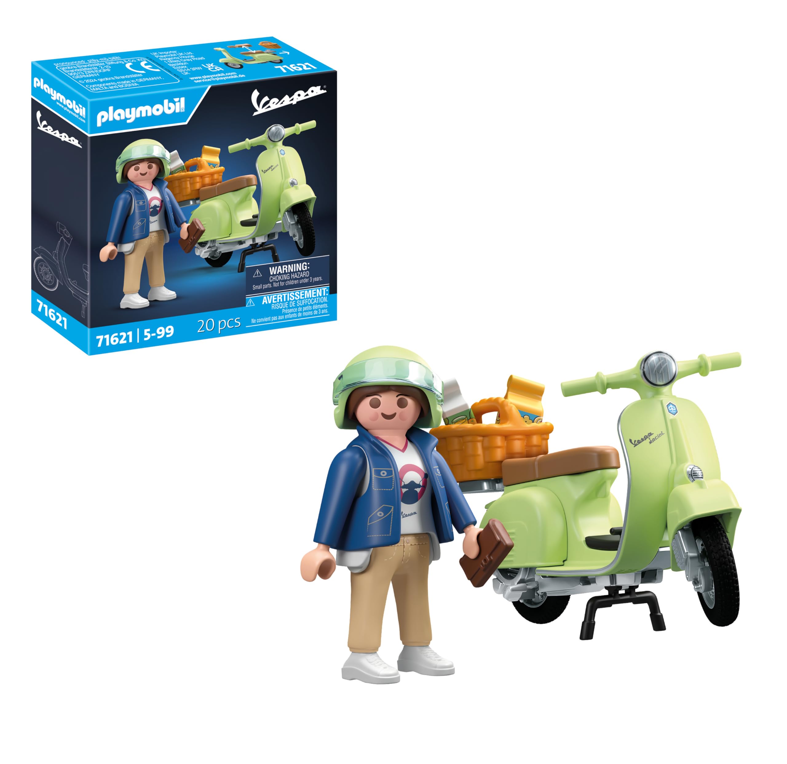 Playmobil 71621 Cars: 1969 Vespa 150 Sprint Veloce, light green, faithful m