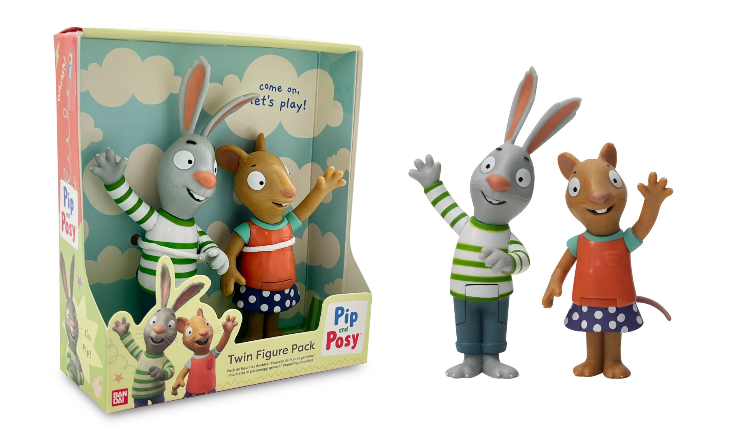 BANDAI Pip and Posy Twin Figure Pack - 2 x 10cm Bendable Figures