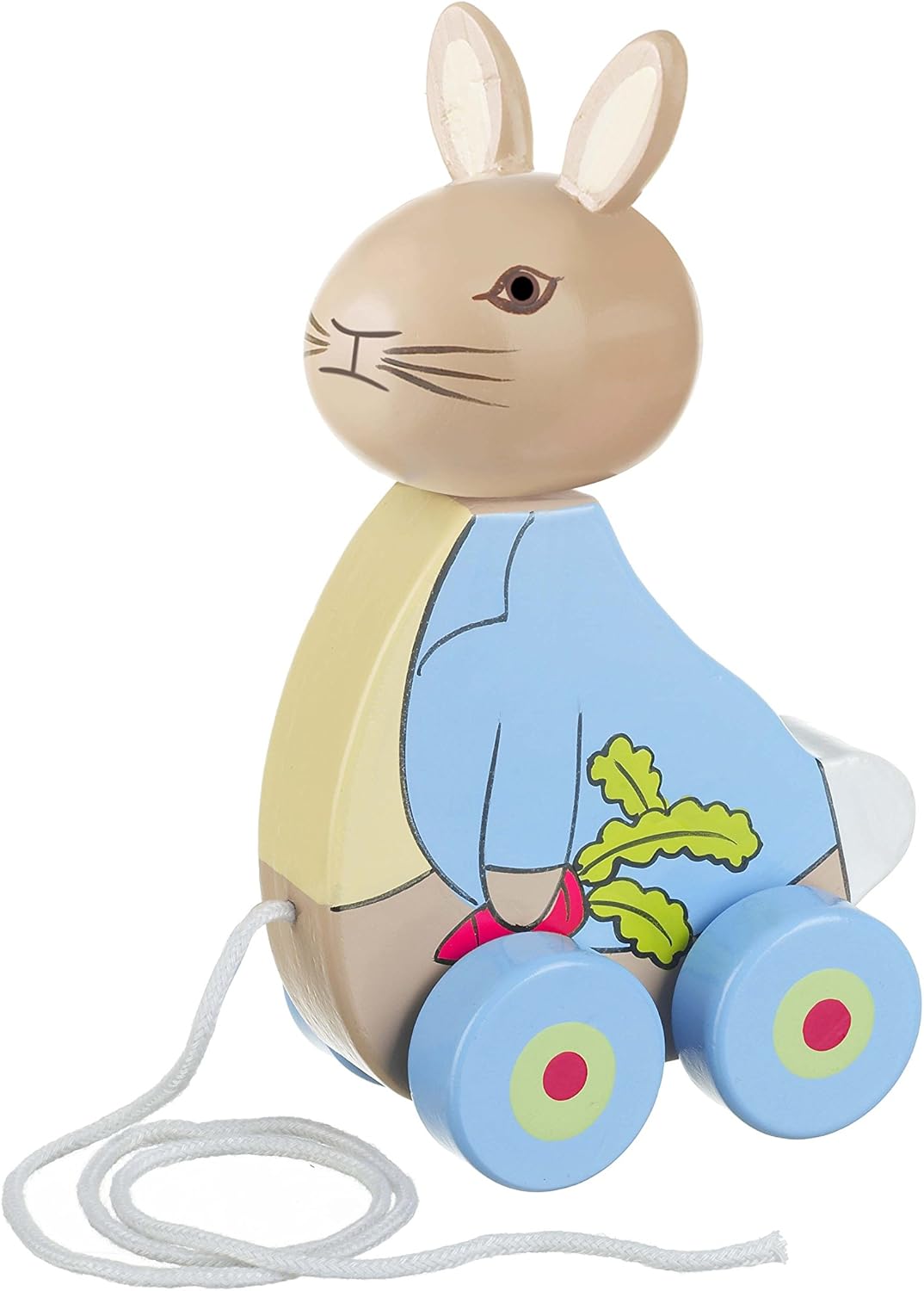 Peter Rabbit Wooden Pull Along Toy - Handcrafted Wood Animal for Toddlers 12 Months+