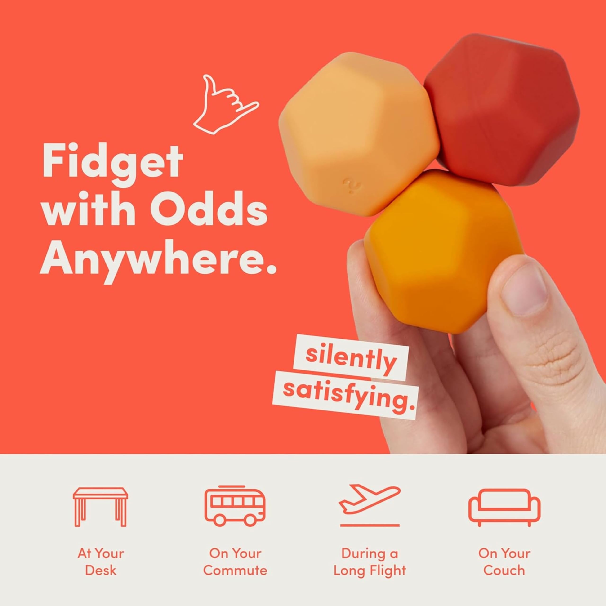 Speks Odds Soft Silicone Fidget Magnets - Silent Stress Relief | Unisex Adult | Planes Orange 5