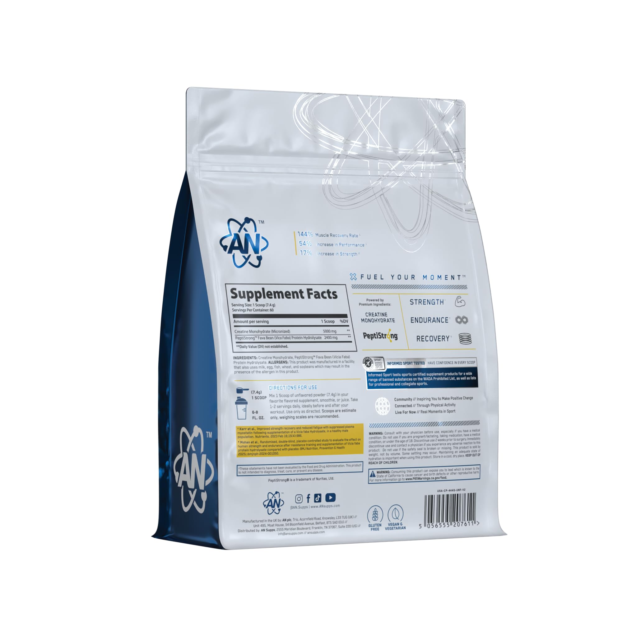 AN Creatine + Peptide Powder - 5g Creatine Monohydrate | 60 Servings | Vegan, Halal 8