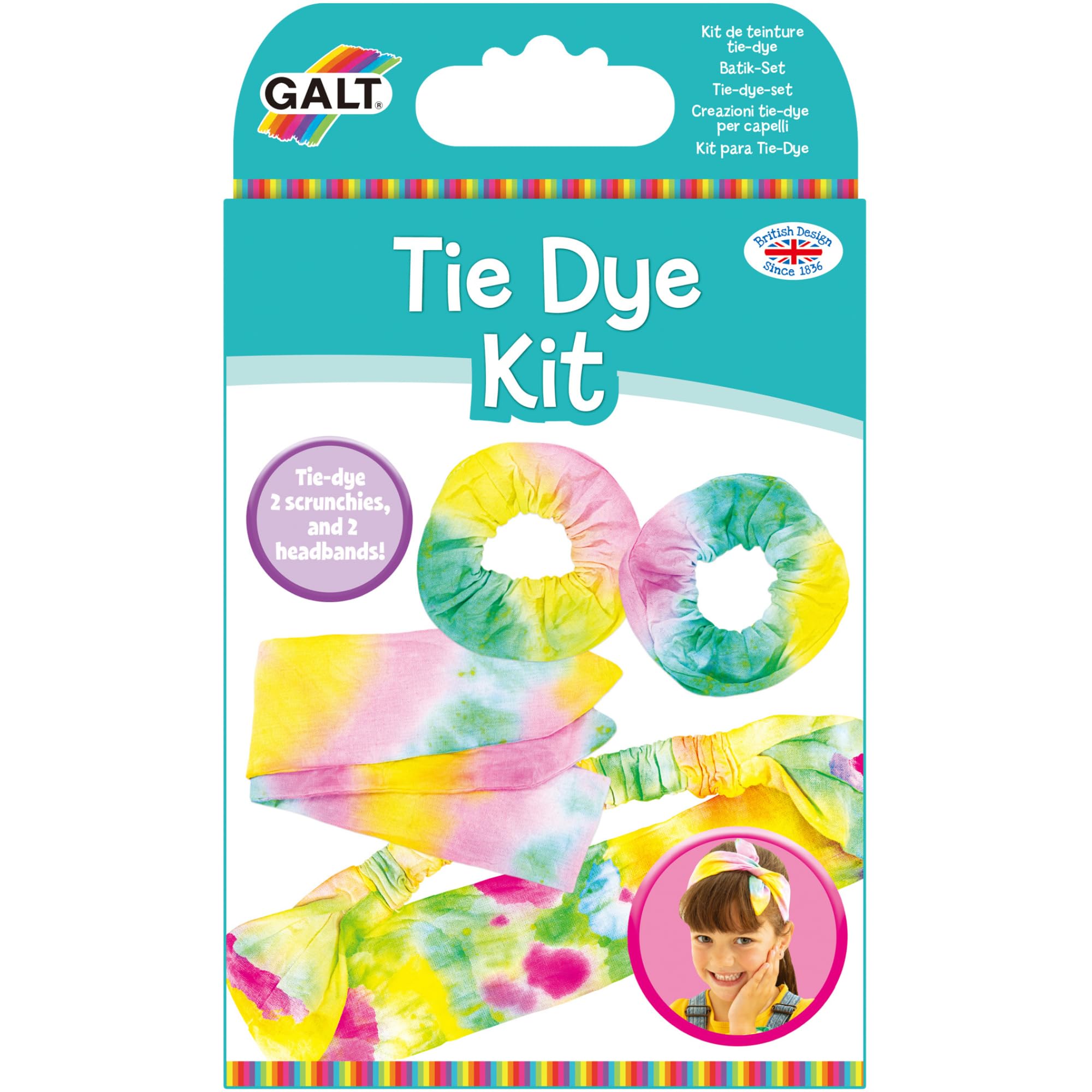 Galt Tie Dye Kit for Kids - Fashion Craft Set with 4 Hair Accessories | Ages 5+ 5