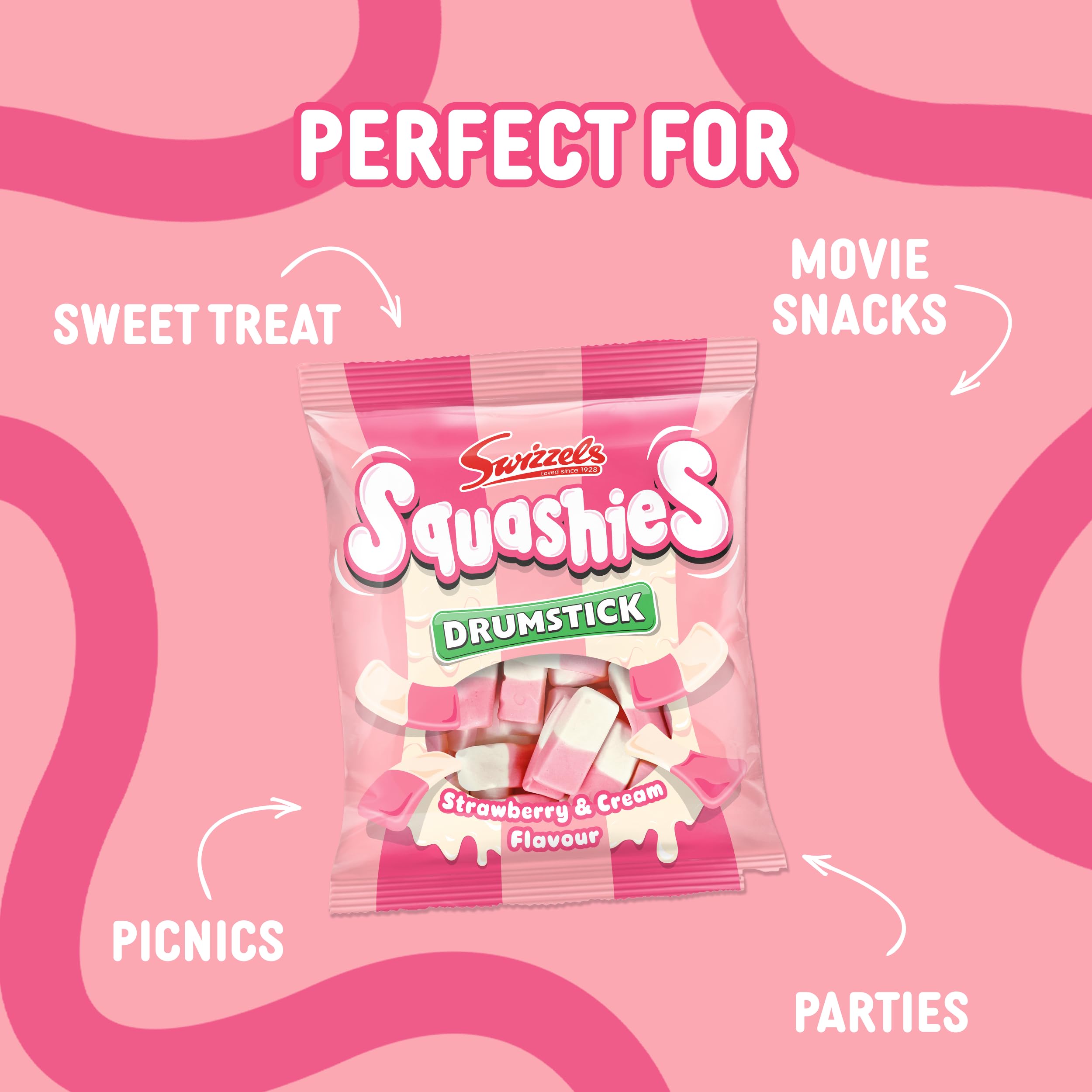 Swizzels Squashies Strawberry and Cream Flavour Sweets | 12 x 140g Bags 4