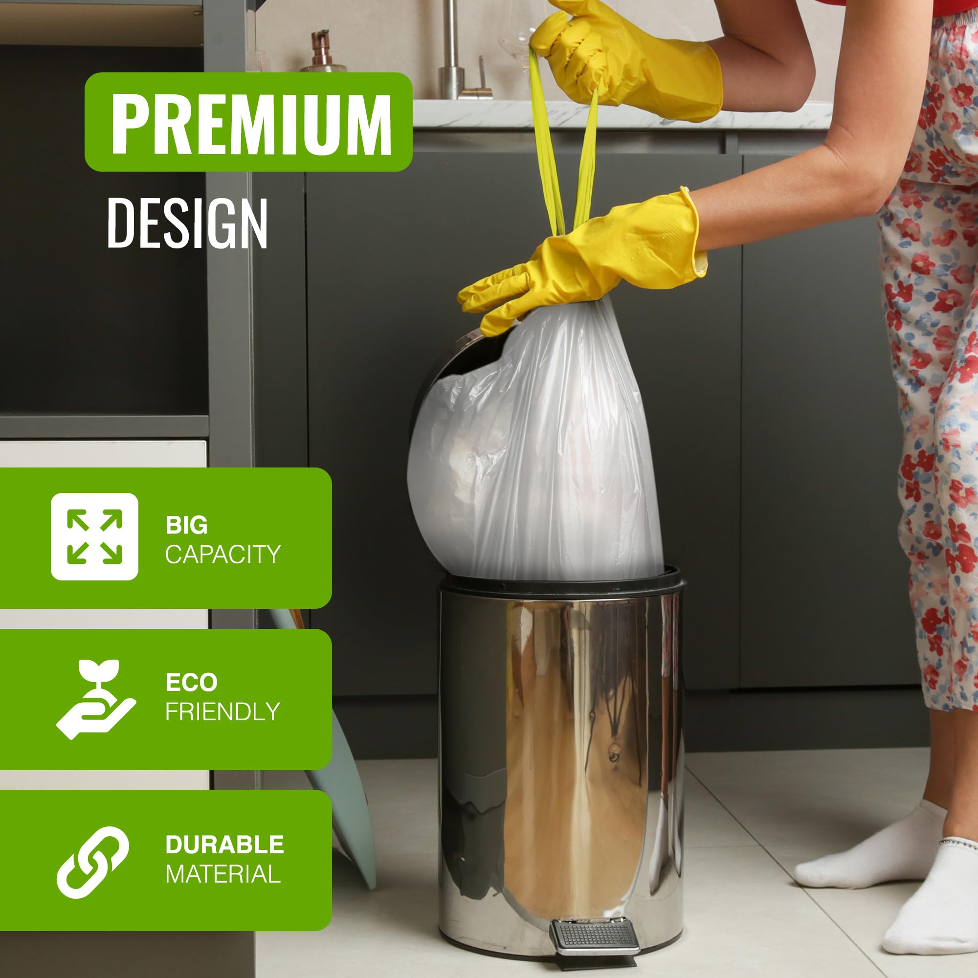 EcoBag Lemon Scented Drawstring Bin Liners - 20L Capacity | 20 Count | 24 Microns 3