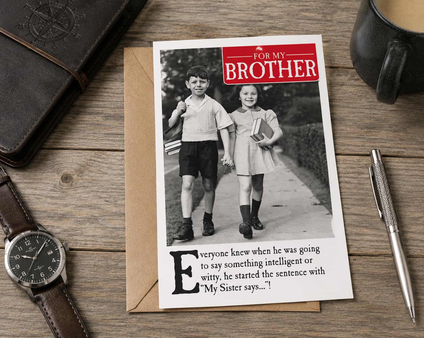 Emotional Rescue Funny Brother Birthday Card from Sister | 15.9 x 23.5 cm | B&W Humor 5