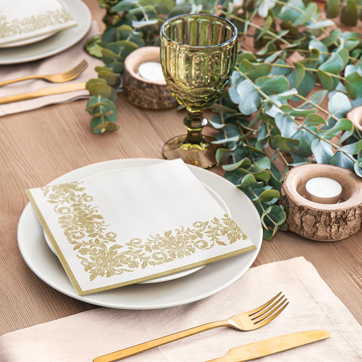 PAW Decor Collection Golden Ornament Napkins - 50 Pack, 40 x 40 cm Airlaid 4