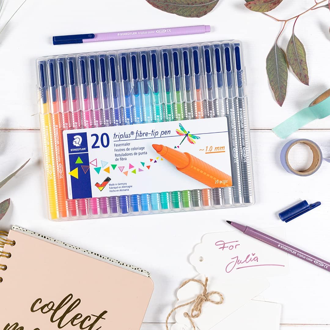 STAEDTLER 323 SB20 Triplus Colour Fibre-tip Pens, 1.0 mm, Assorted Colours, Pack of 20 3