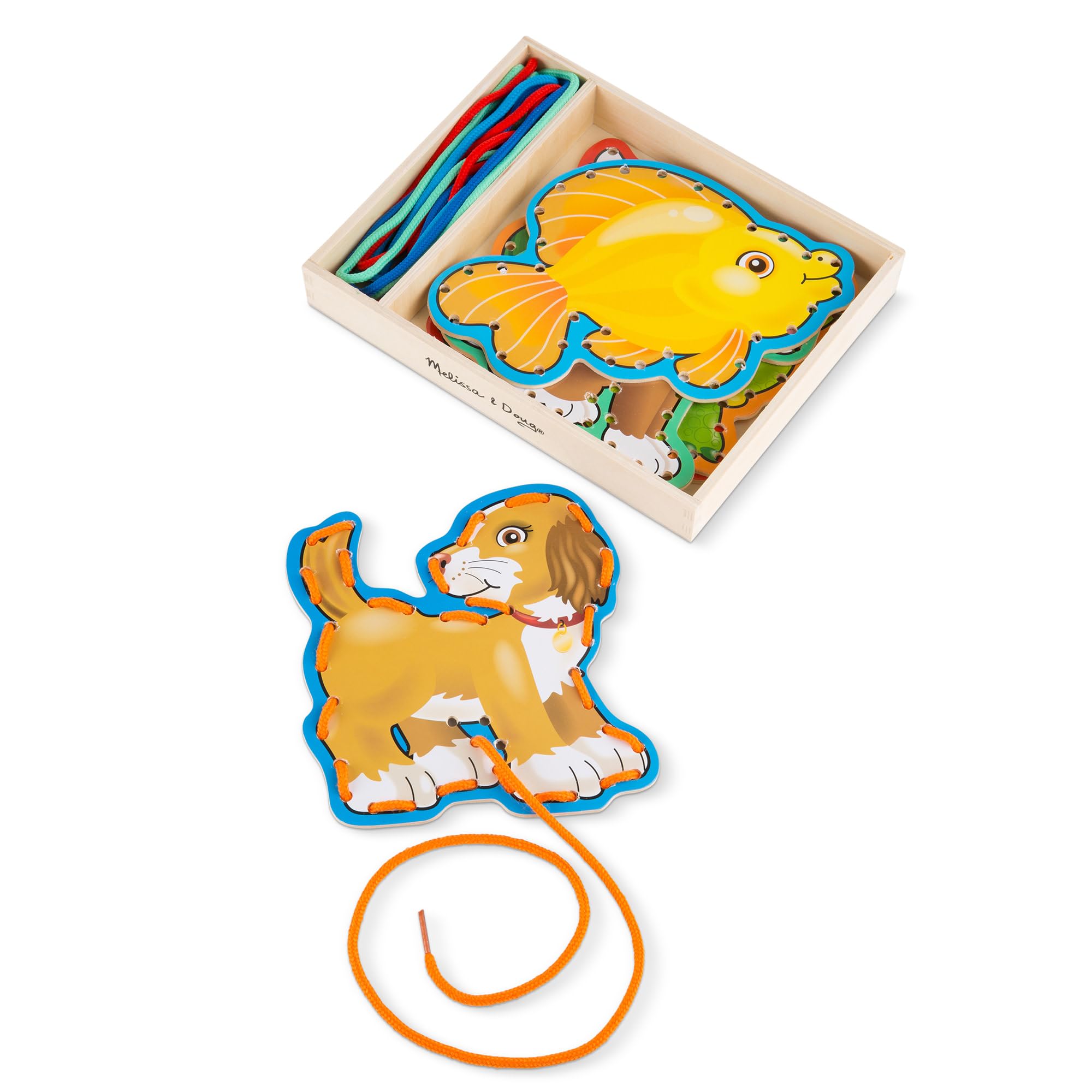 Melissa & Doug Wooden Panels & Laces - Pets | Fine Motor Skill Builder | Ages 3+ | Gift for Boy or Girl 4