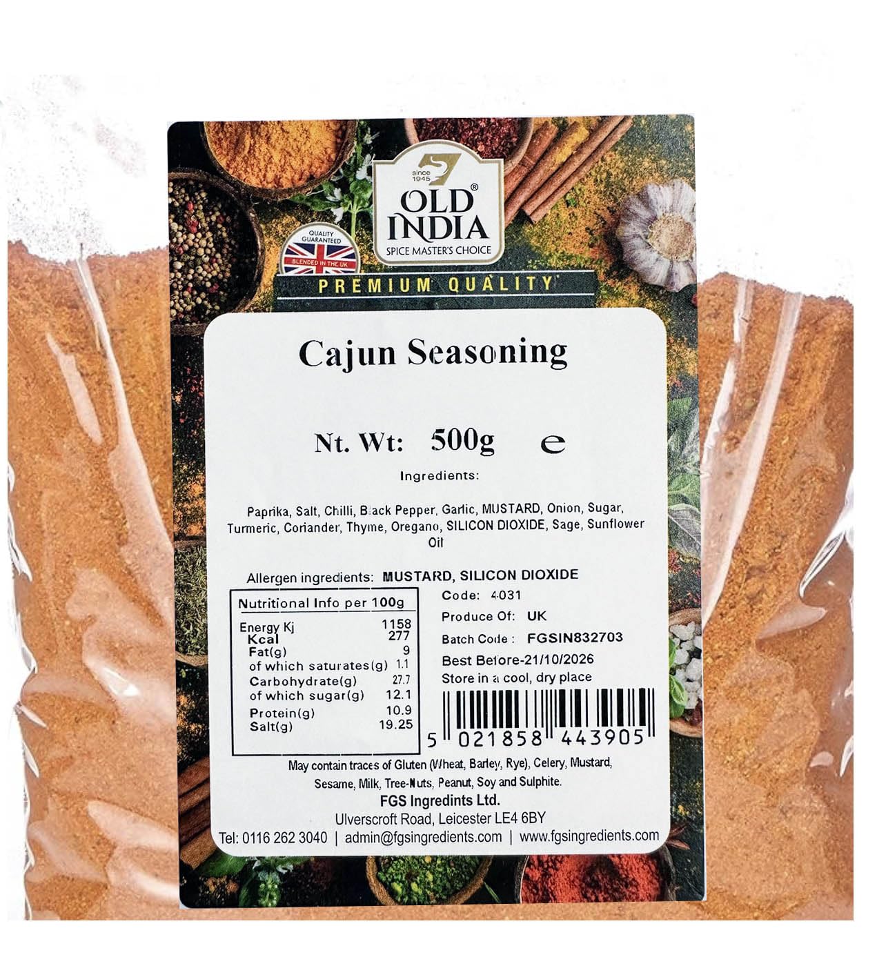 Old India Cajun Seasoning 500 g – Natürliche Gewürzmischung für Currys, Suppen und Eintöpfe