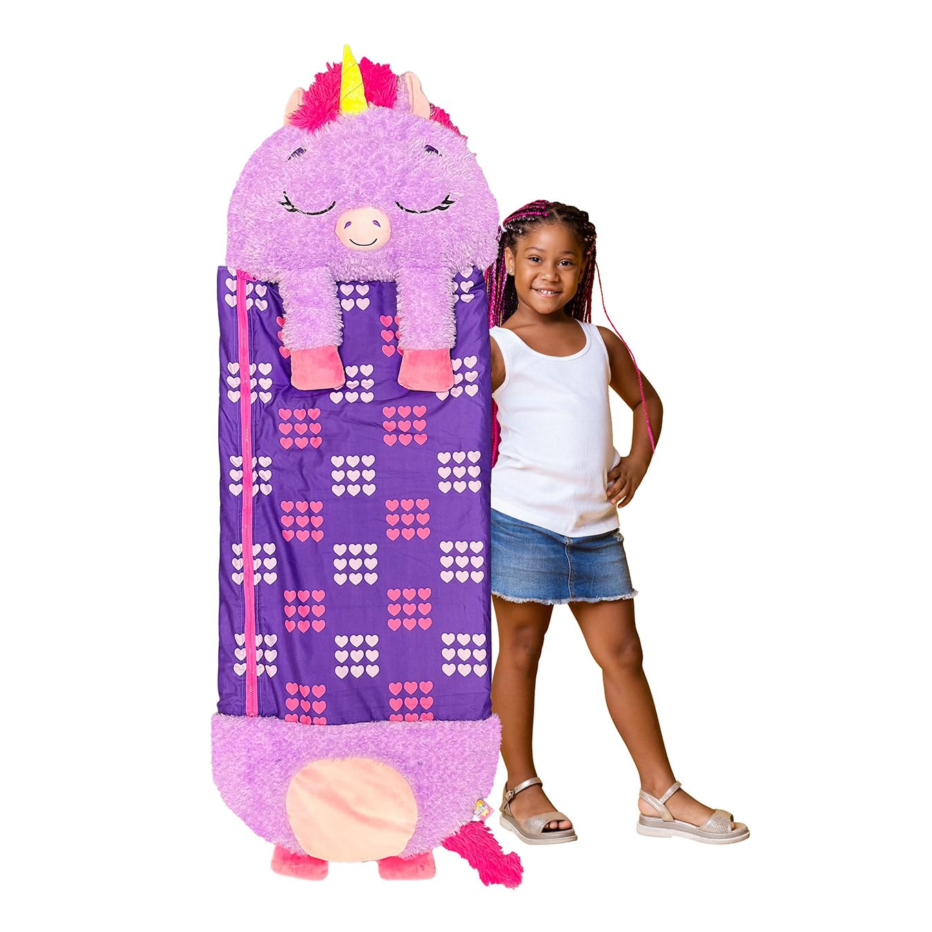 Happy Nappers Kids Sleeping Bag - Purple Unicorn - 2-in-1 Plush Toy & Sleeping Bag for Nap Time or Play 5