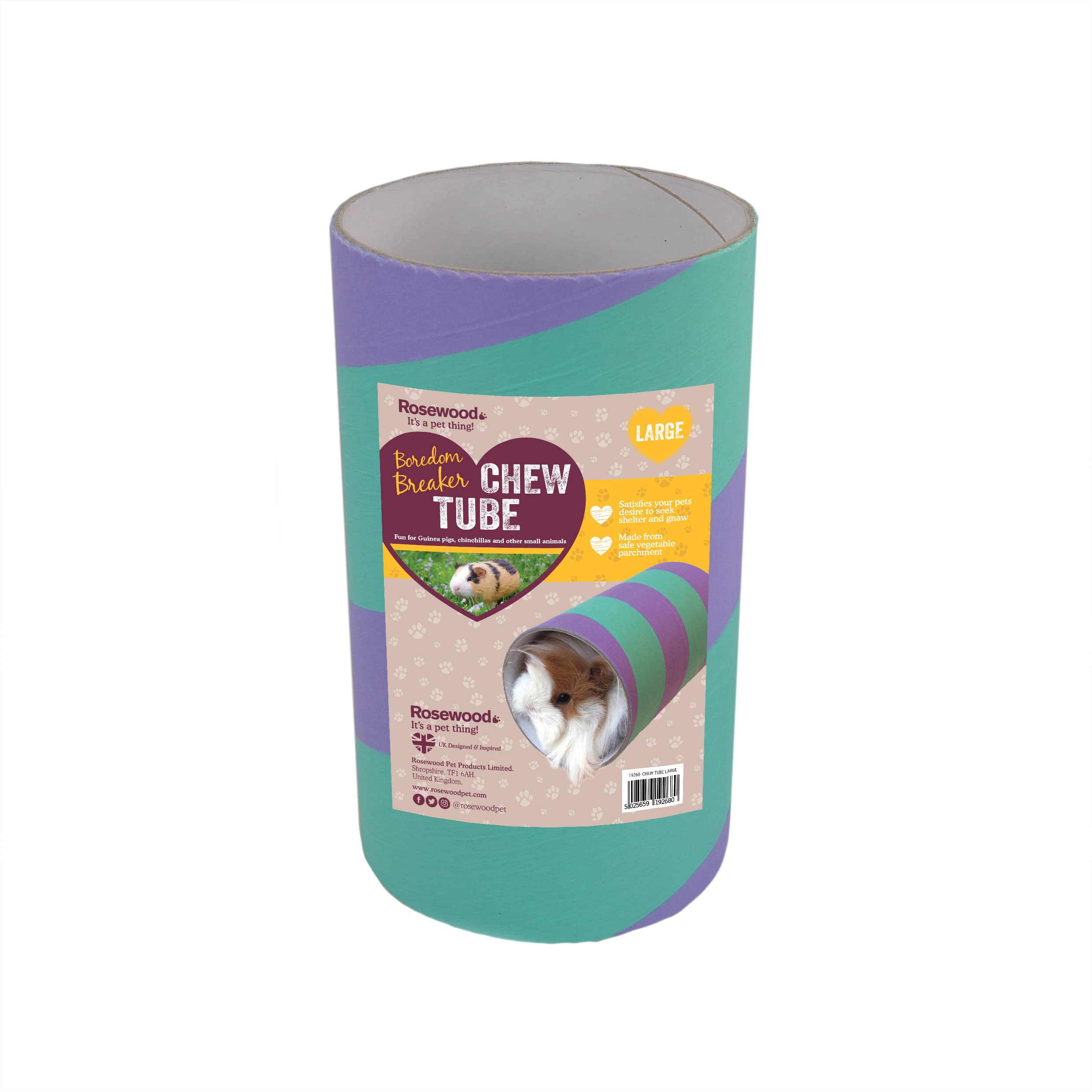 Rosewood Boredom Breaker Giant Chew Tube for Small Animals | Pet-Safe Vegetable Parchment | Satisfies Chewing Instincts